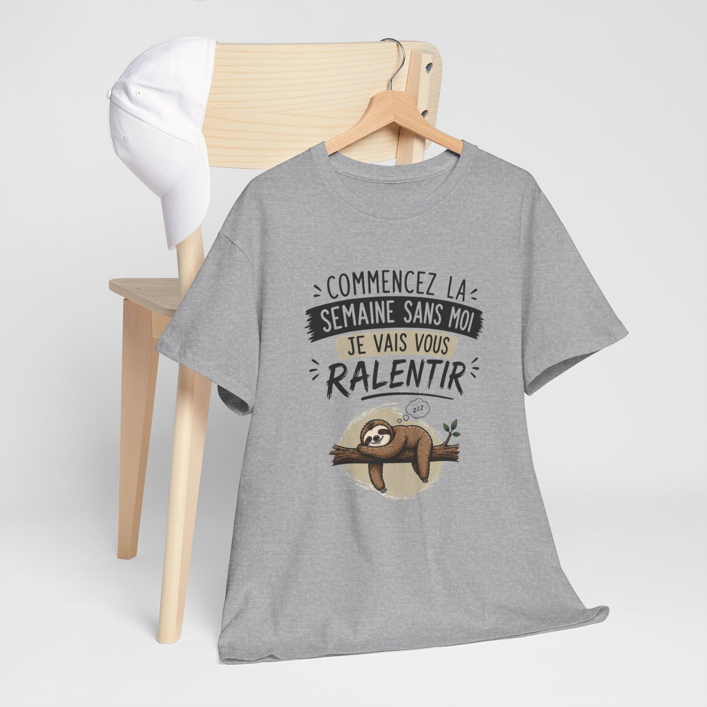 T-Shirt Paresseux Humour Commencez la Semaine Sans Moi – Tee Shirt Drôle Motivation Lundi Fainéant Cadeau Original