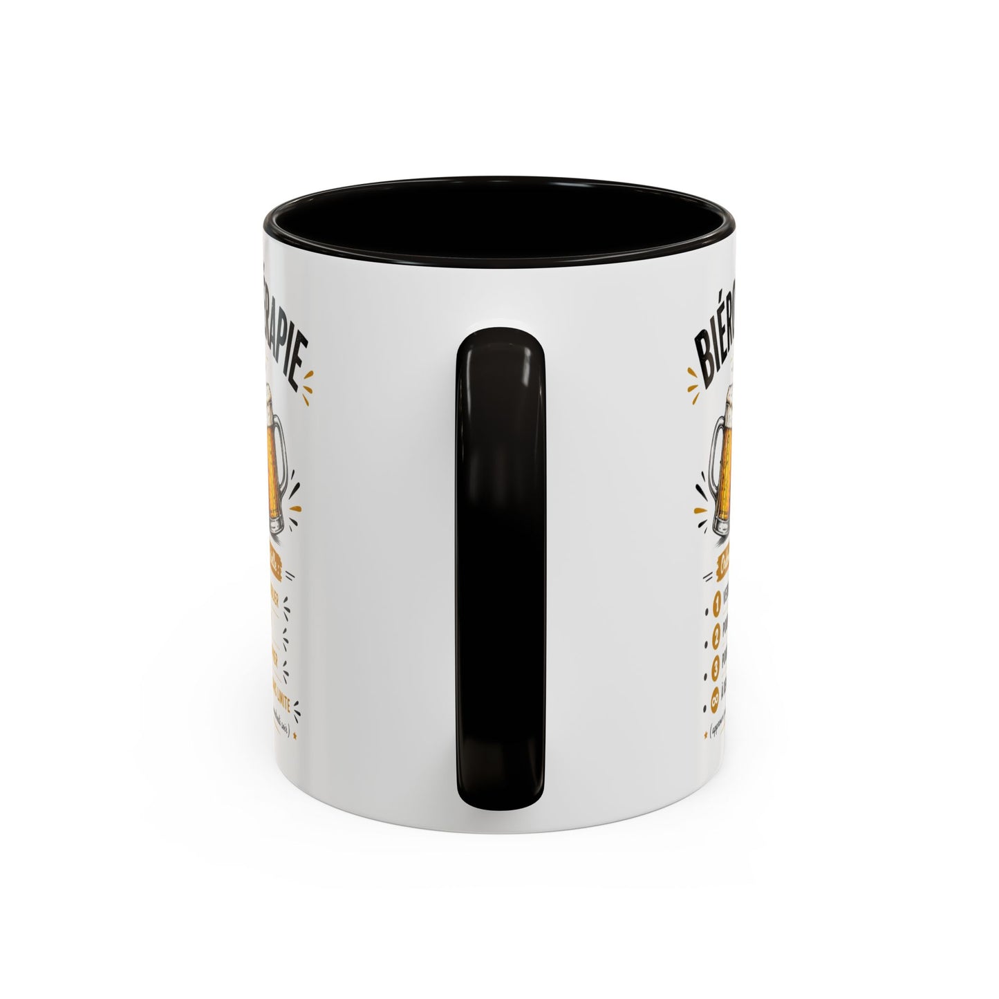 Mug Bièreothérapie Drôle – Tasse Humour Bière et Apéro – Cadeau Original Amateur de Bière – Céramique 325ml Noir Bleu Rouge