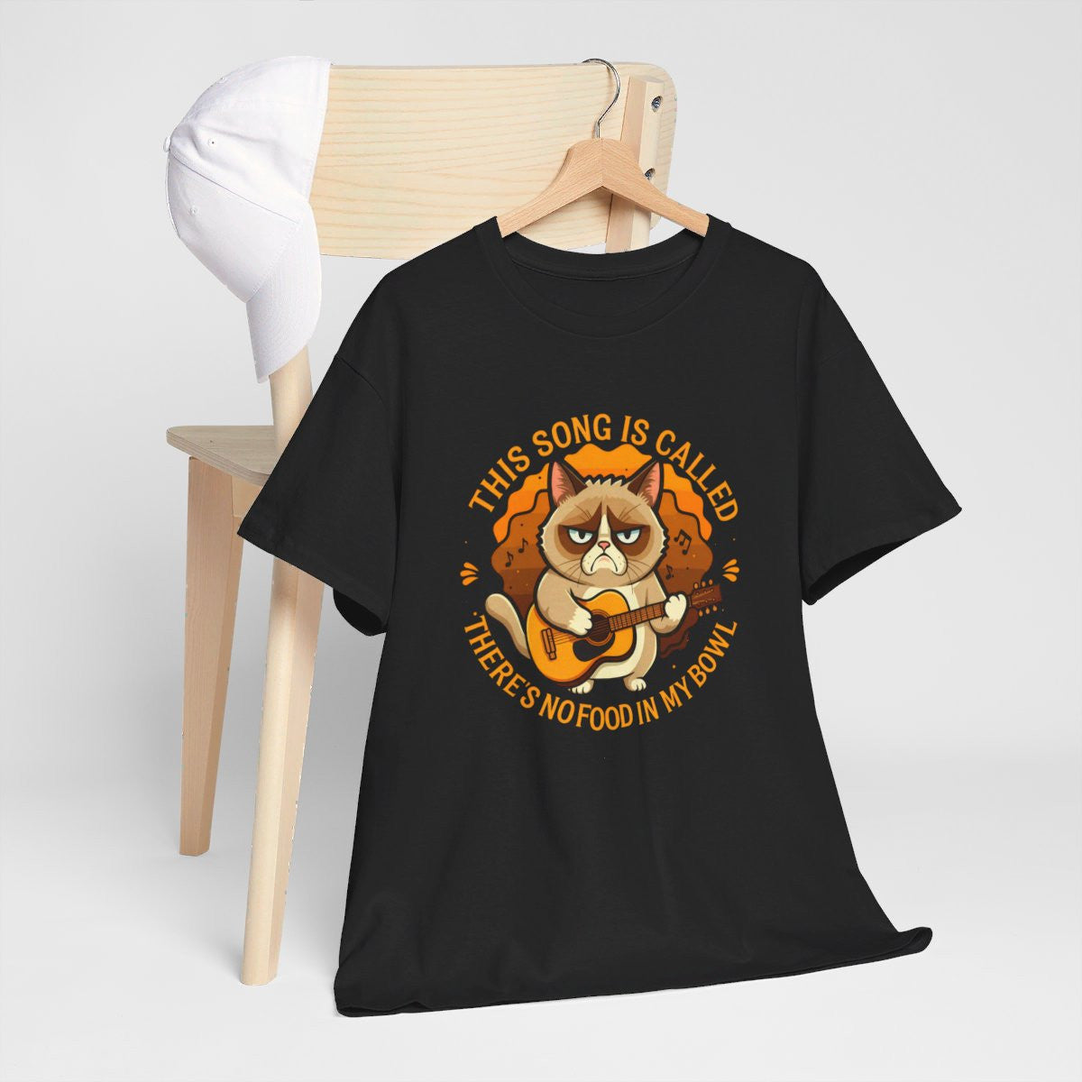 T-shirt Humour Chat et Guitare idée cadeau amusant drole pour homme et femme