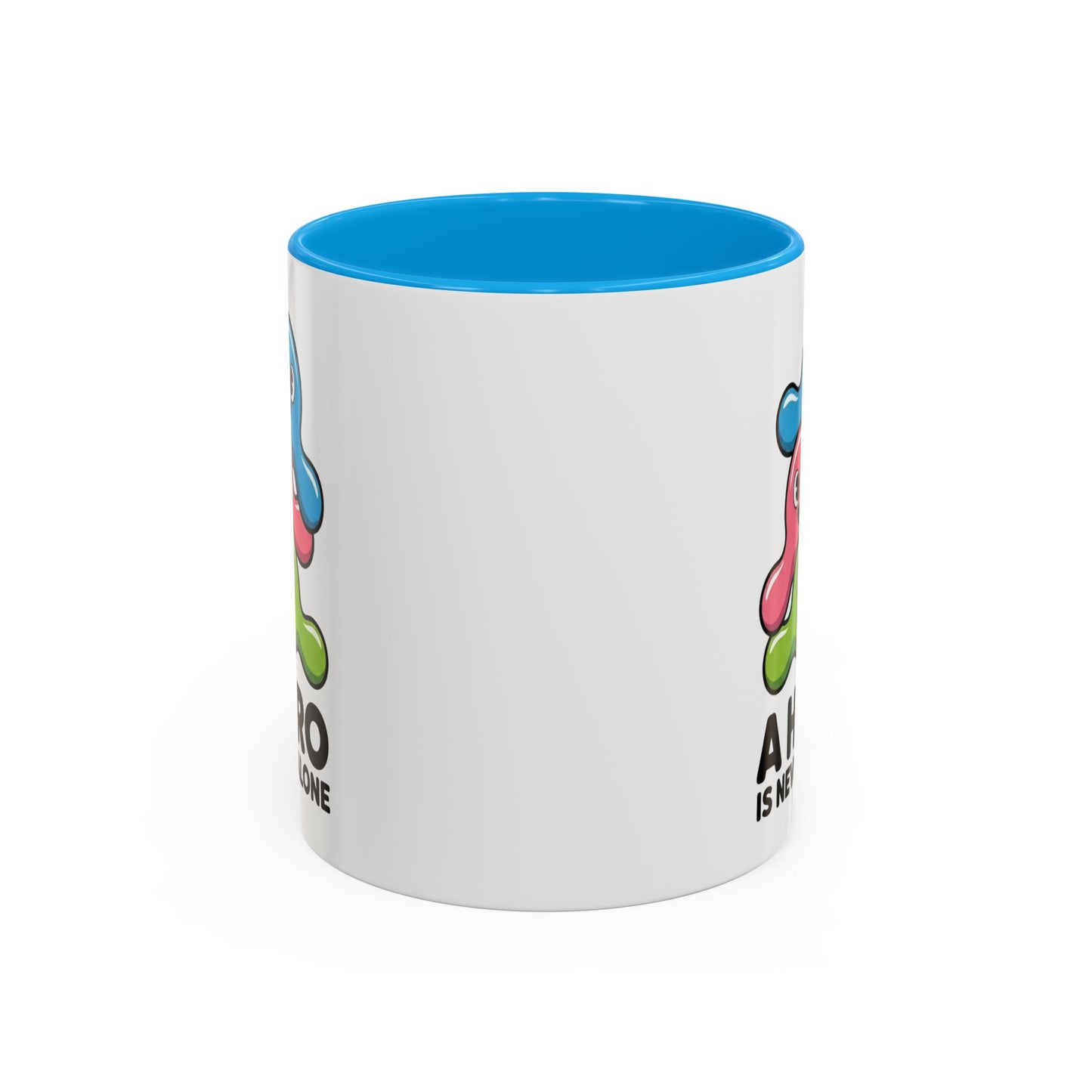Mug Bactéries Humoristique – Tasse Microbes Fun A Hero Is Never Alone – Cadeau Original Drôle – Céramique 325ml Noir Bleu Rouge