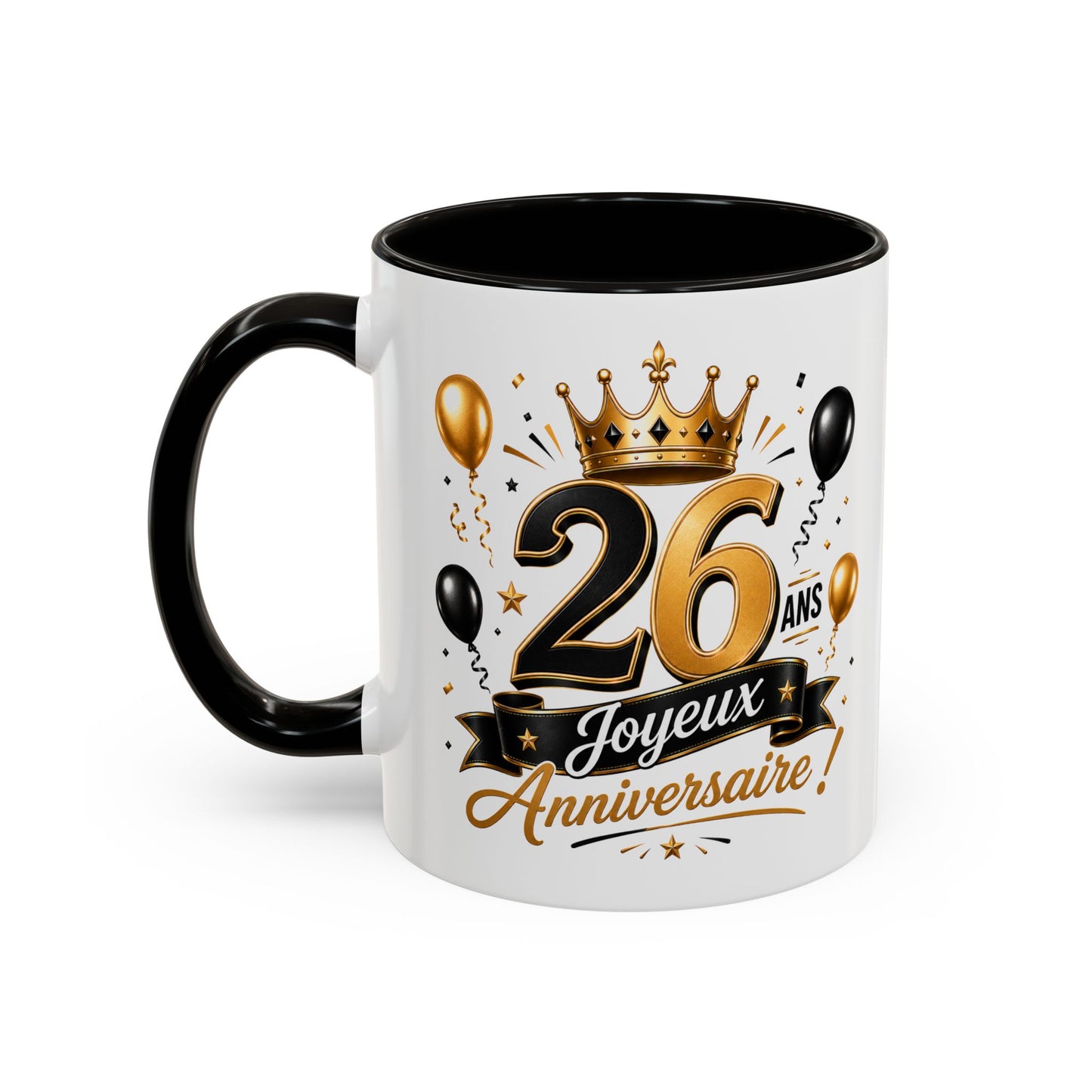 Mug Joyeux 26 Ans – Tasse Anniversaire 26 Ans – Cadeau Original pour Femme Homme – Idée Cadeau 26e Anniversaire Noir Bleu Rouge