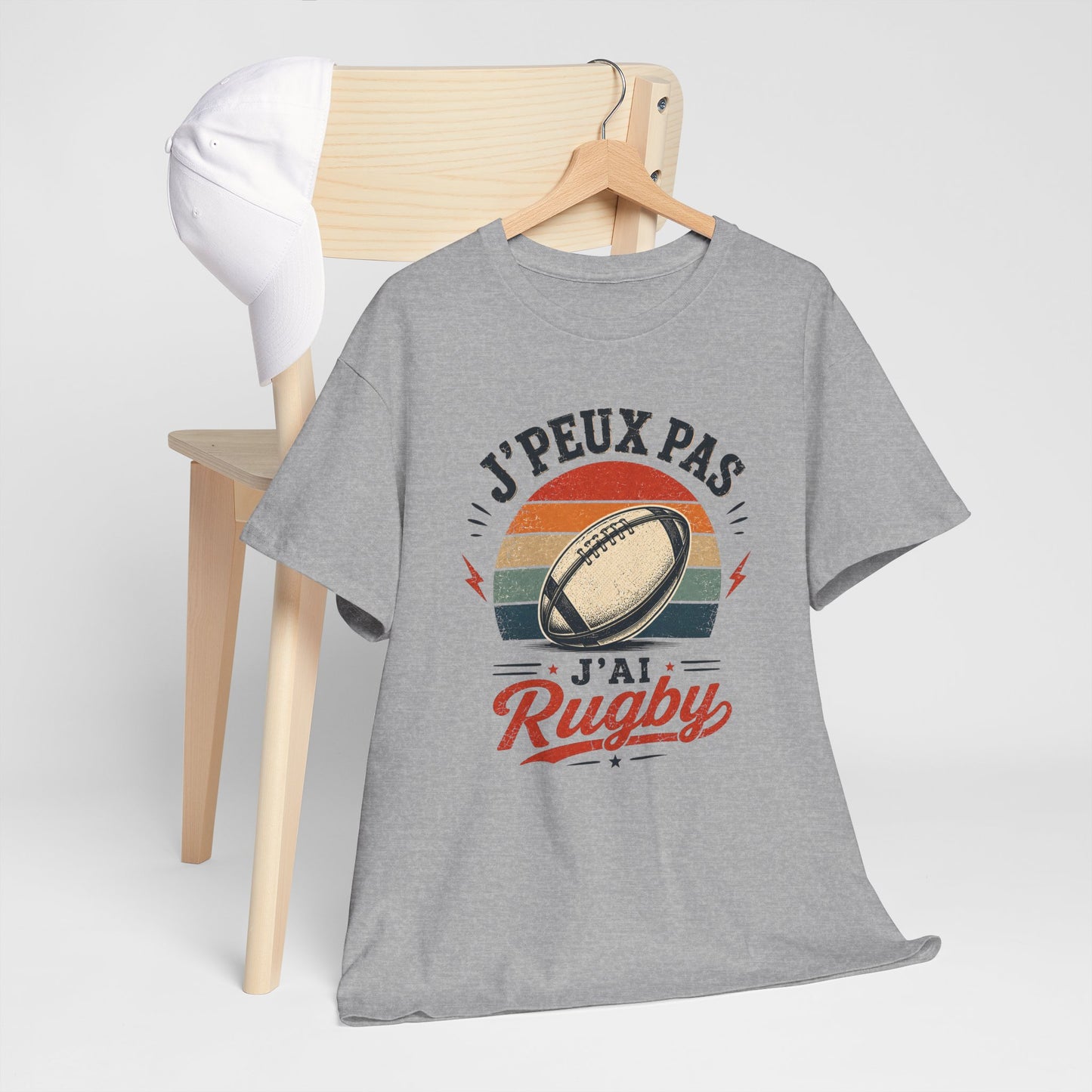 T-Shirt Rugby Homme Femme Enfant – J’Peux Pas J’Ai Rugby – Tee Shirt Ballon Rugby Vintage Cadeau Rugbyman Supporter Sport Équipe