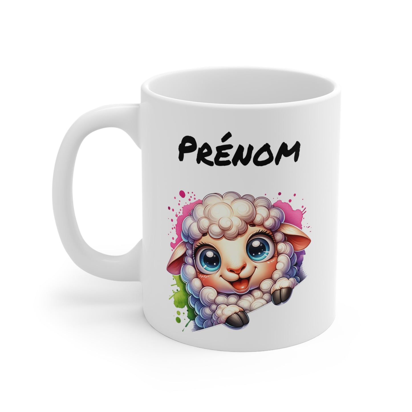 Tasse Personnalisable Agneau Mignon – Mug Prénom Illustration Colorée – Cadeau Animal Doux Bohème 325ml