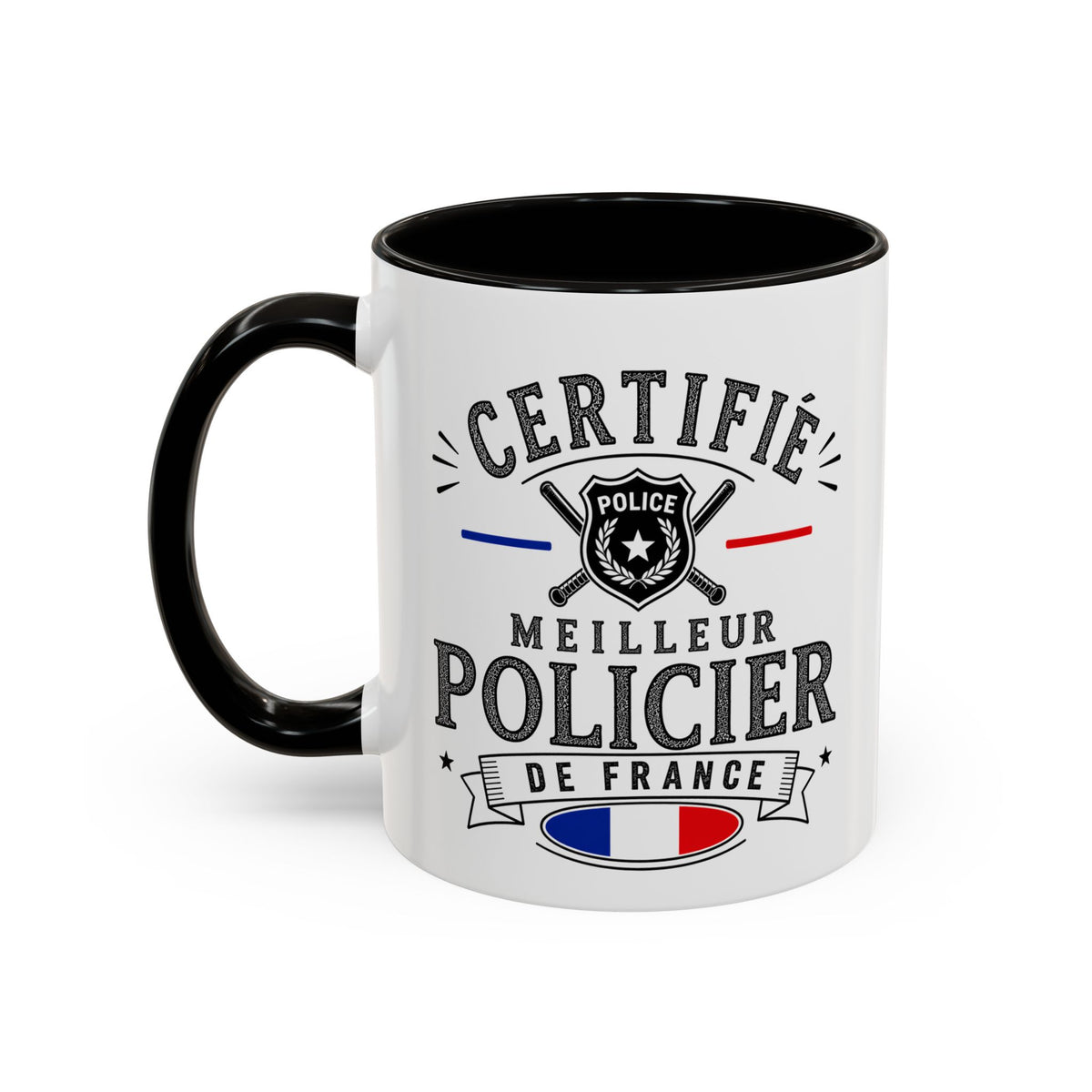 Mug Policier Homme – Certifié Meilleur Policier de France – Tasse Métier Police – Cadeau Original Policier
