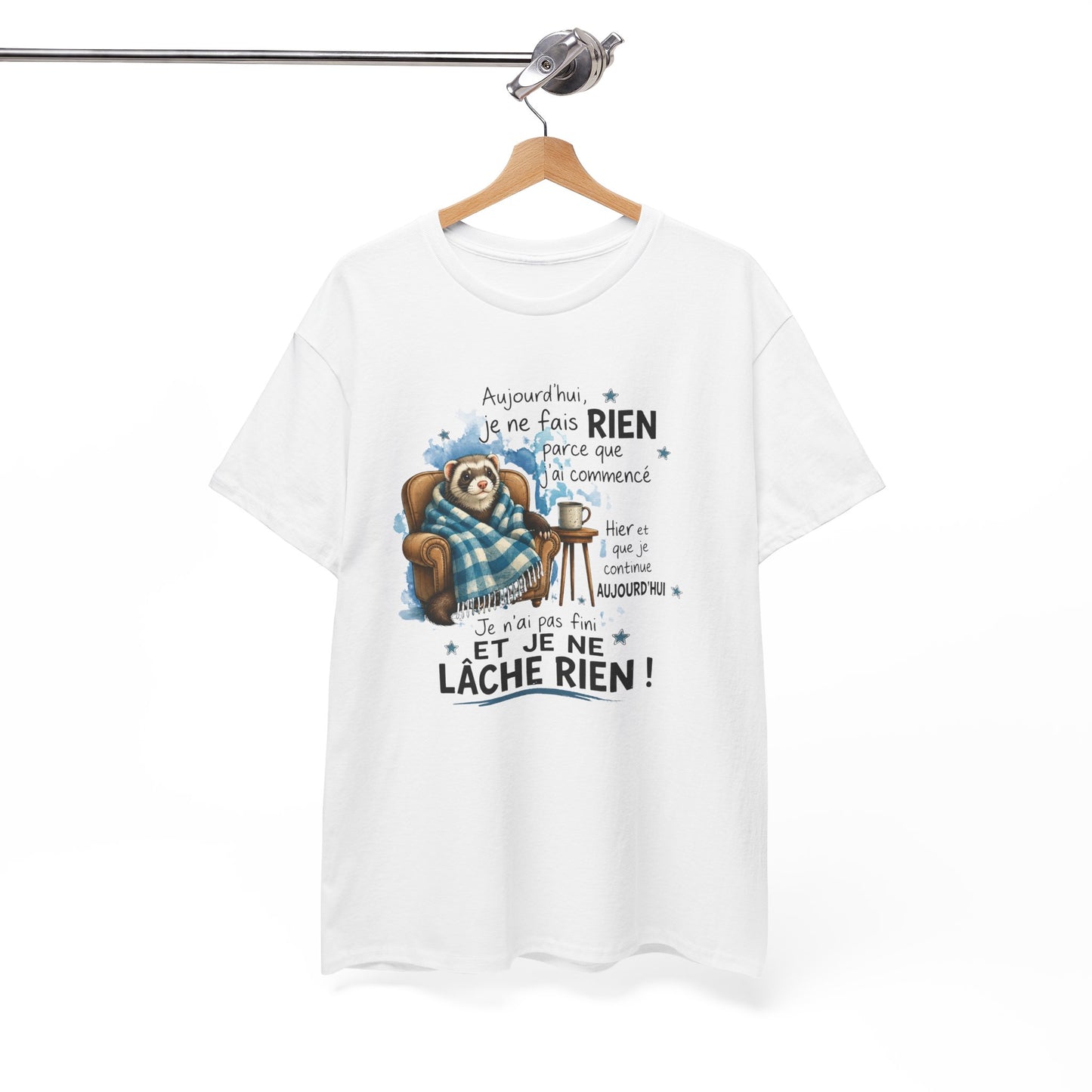 Tee-Shirt Humour Homme et Femme – Furet Détente Paresse Repos – Cadeau Original Drôle pour Amateur de Farniente et Animaux