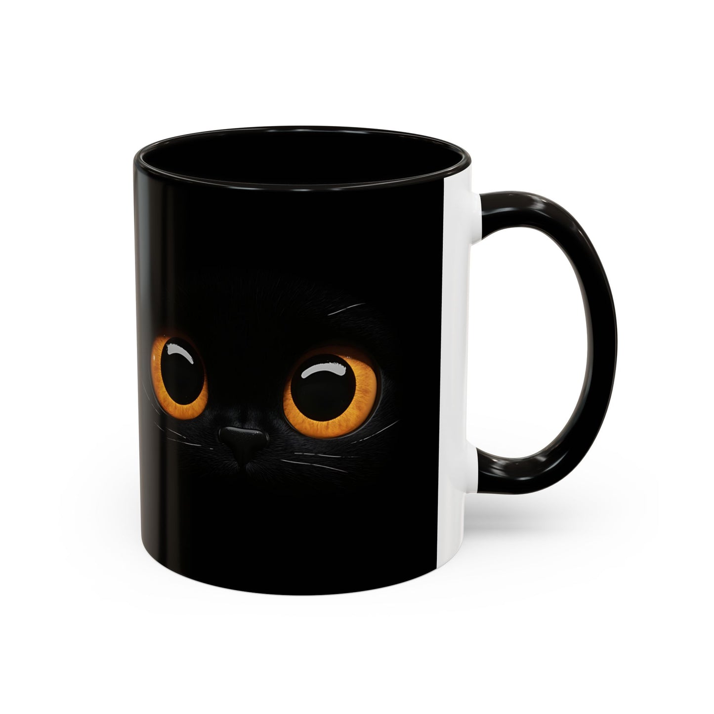 Mug Chat Noir Yeux Jaunes – Tasse Regard Mystérieux Chat – Cadeau Original Amoureux des Chats 325ml