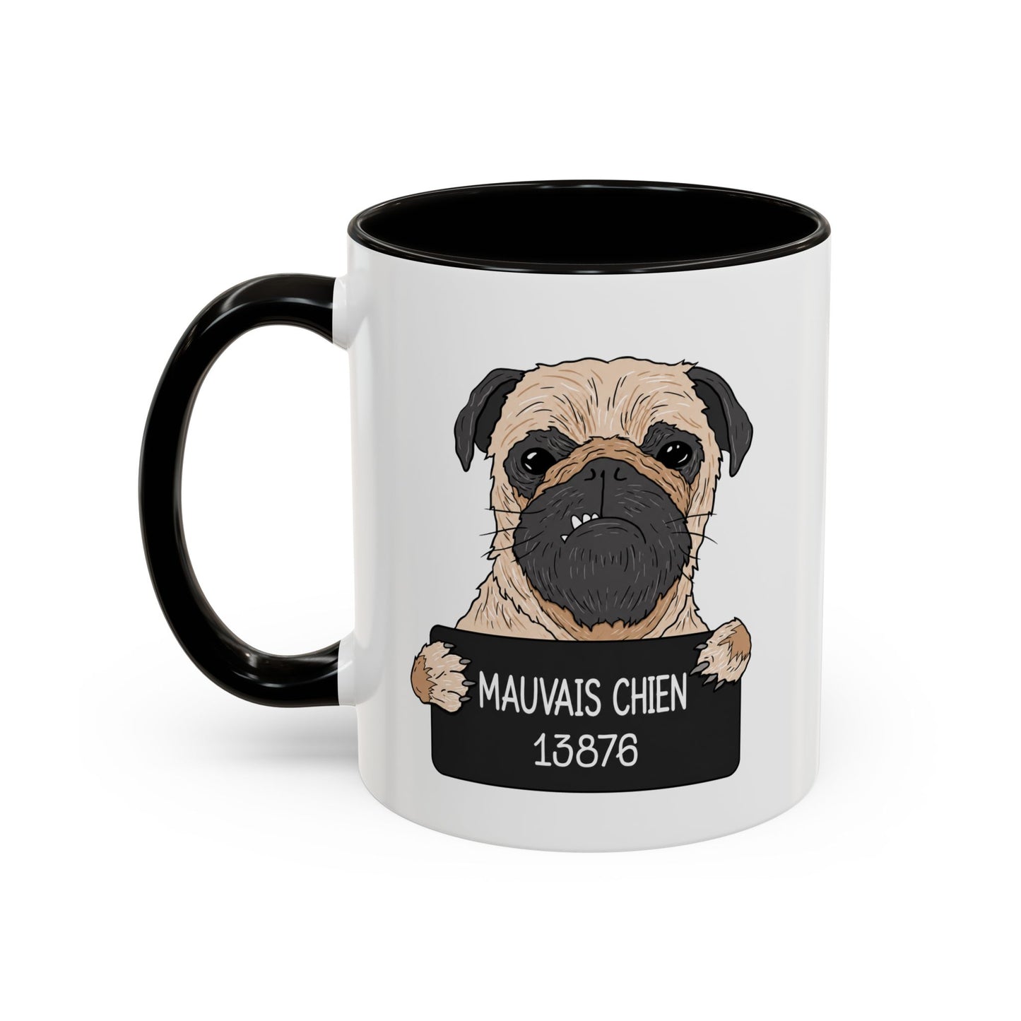 Mug Carlin Humoristique – Tasse Originale pour Propriétaire d’Animal – Idée Cadeau Drôle Homme et Femme – 325 ml Noir Bleu Rouge