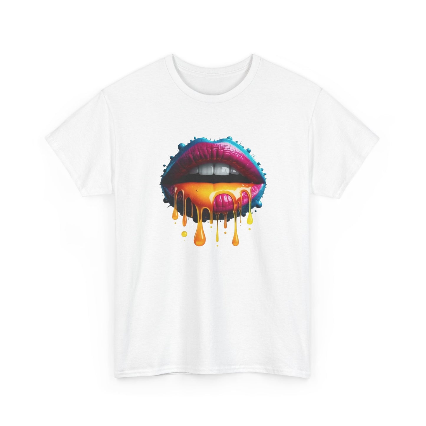 T-Shirt Lèvres Colorées Pop Art – Tee Shirt Bouche Dripping Moderne – Cadeau Tendance Streetwear Noir Blanc Gris