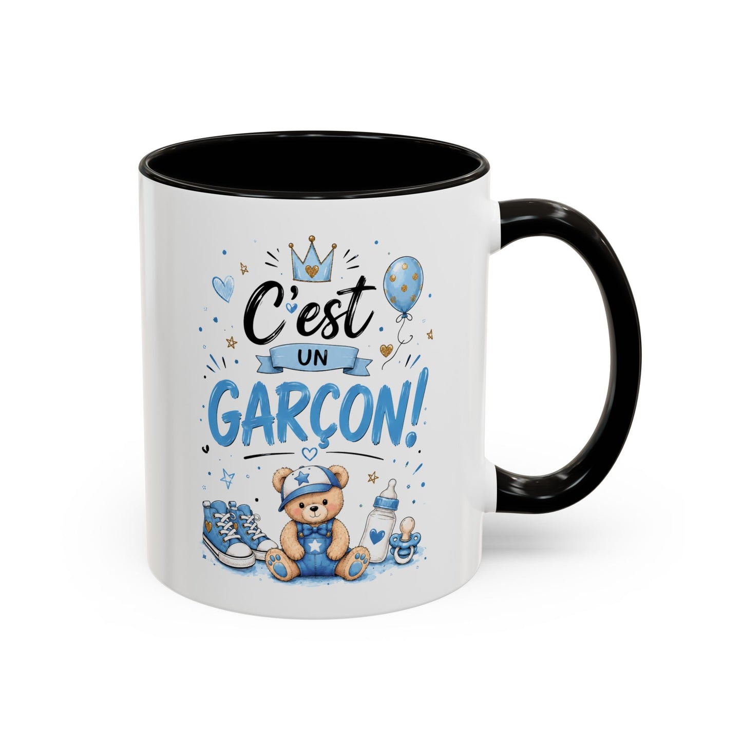 Mug C'est Un Garçon – Tasse Annonce Grossesse Naissance Bébé Garçon, Cadeau Futurs Parents, Baby Shower, Révélation du Sexe, Souvenir Naissance Noir Bleu Rouge