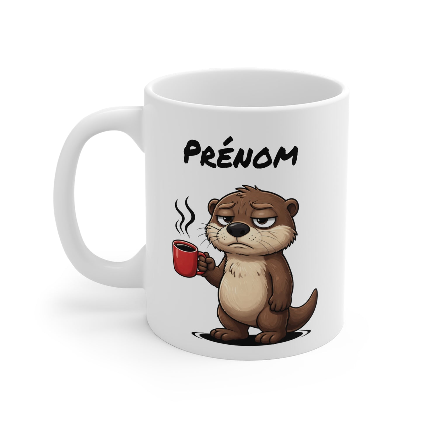 Mug Loutre Fatiguée Personnalisable 325ml – Tasse Café Humoristique Animal Mignon Drôle Réveil Difficile Bureau