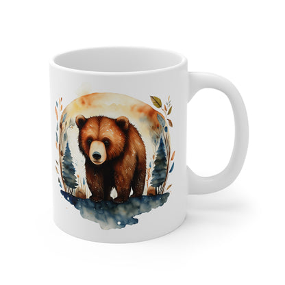 Mug Ours Aquarelle 325ml – Tasse Céramique Design Nature Forêt – Cadeau Original Animal Sauvage