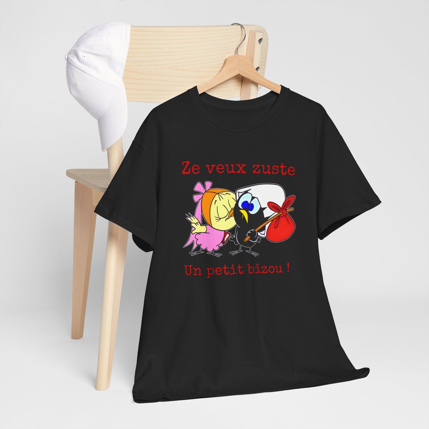 T-Shirt Calimero Humour Cartoon – Ze Veux Zuste Un Petit Bizou – Tee Shirt Vintage Drôle Homme Femme
