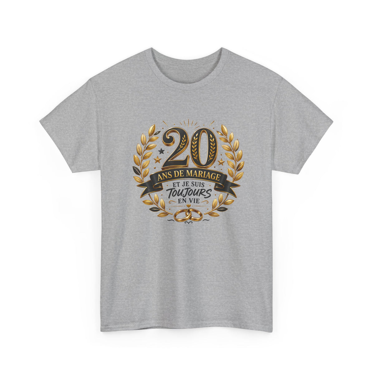 Tee Shirt 20 Ans de Mariage Homme Femme – Toujours en Vie – T-Shirt Humour Anniversaire de Mariage Couple Cadeau Original