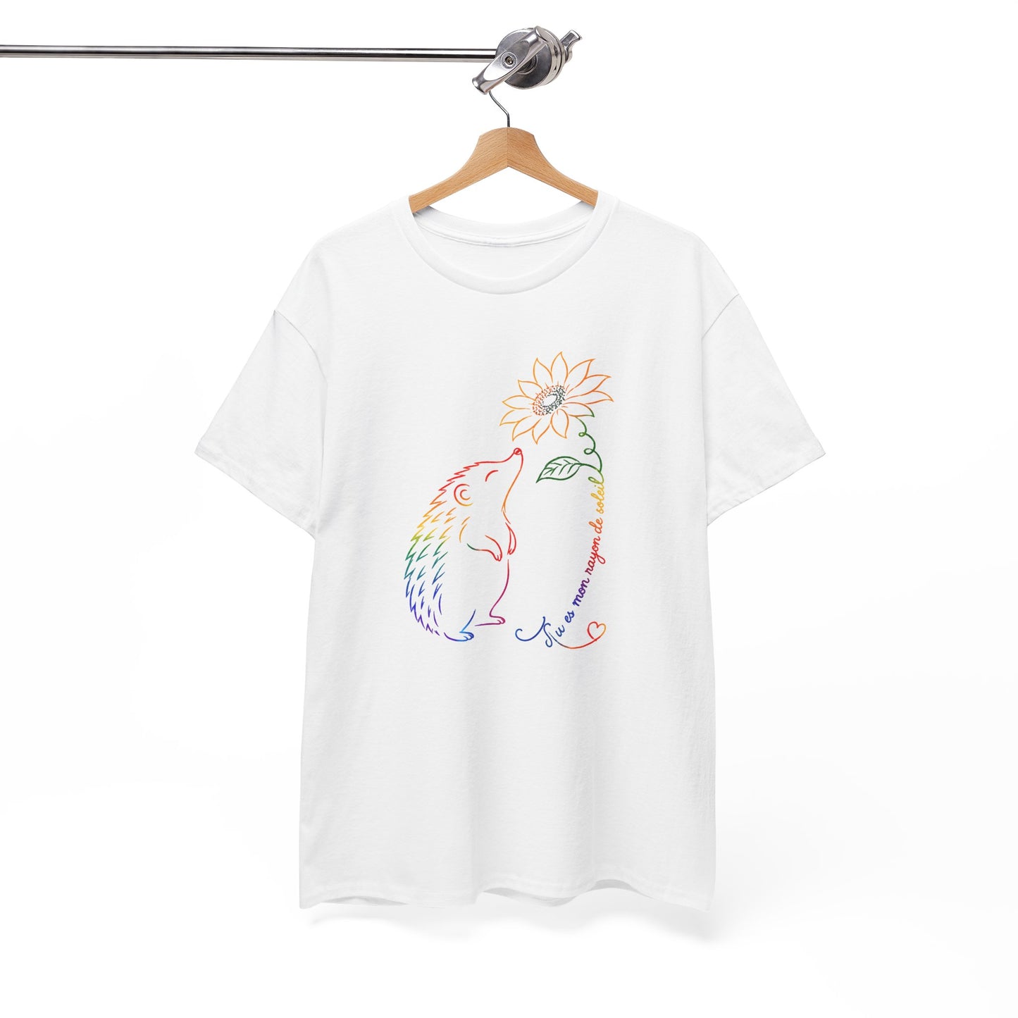 Tee Shirt Femme Hérisson Tournesol Coloré Fleur Nature Animal Mignon Cadeau Original