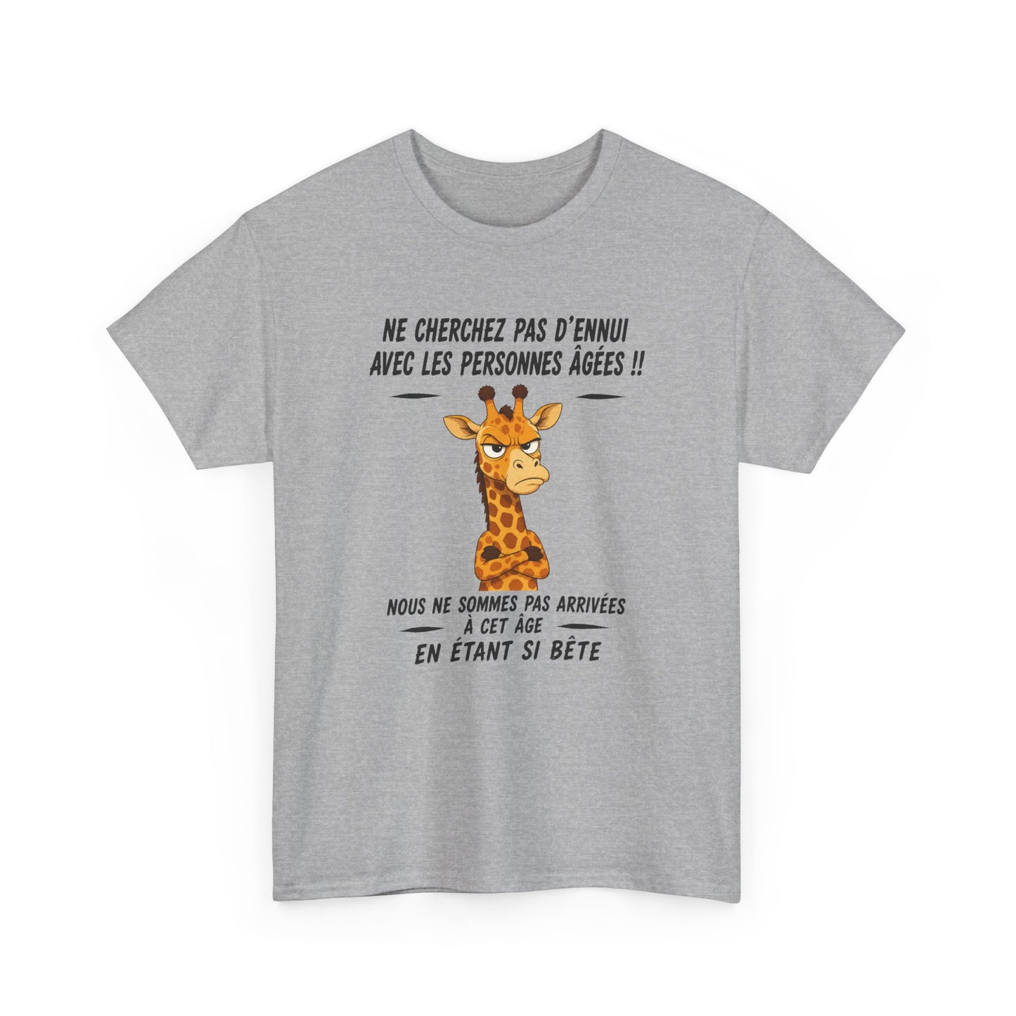 Tee-Shirt Humour Senior Retraité – Cadeau Homme Femme Personne Âgée – Girafe Drôle Anniversaire Retraite