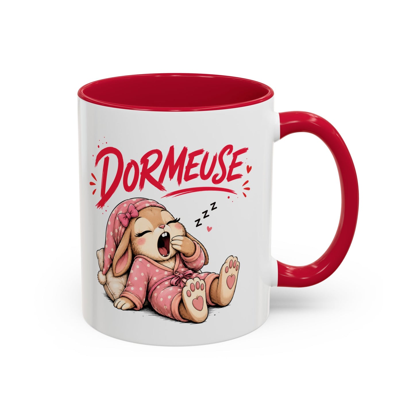 Tasse Dormeuse – Mug Humour Femme Fille avec Lapine Endormie – Cadeau Original 325ml