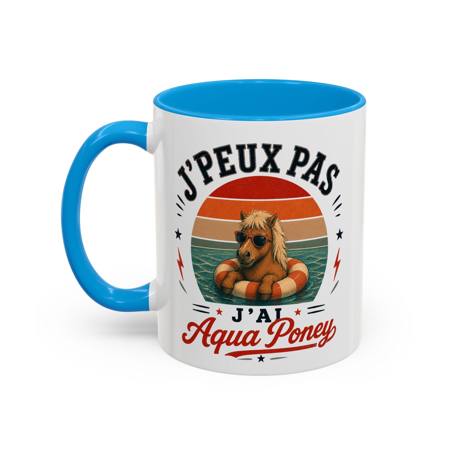 Tasse J’Peux Pas J’Ai Aqua Poney – Mug Humour Vintage avec Poney – Cadeau Drôle Homme Femme 325ml