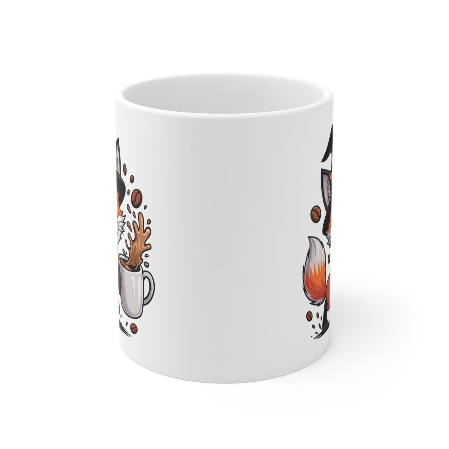 Mug Renard Sorcier Café – Tasse Céramique 325ml – Illustration Animalière Drôle Halloween – Passe Micro-Ondes et Lave-Vaisselle