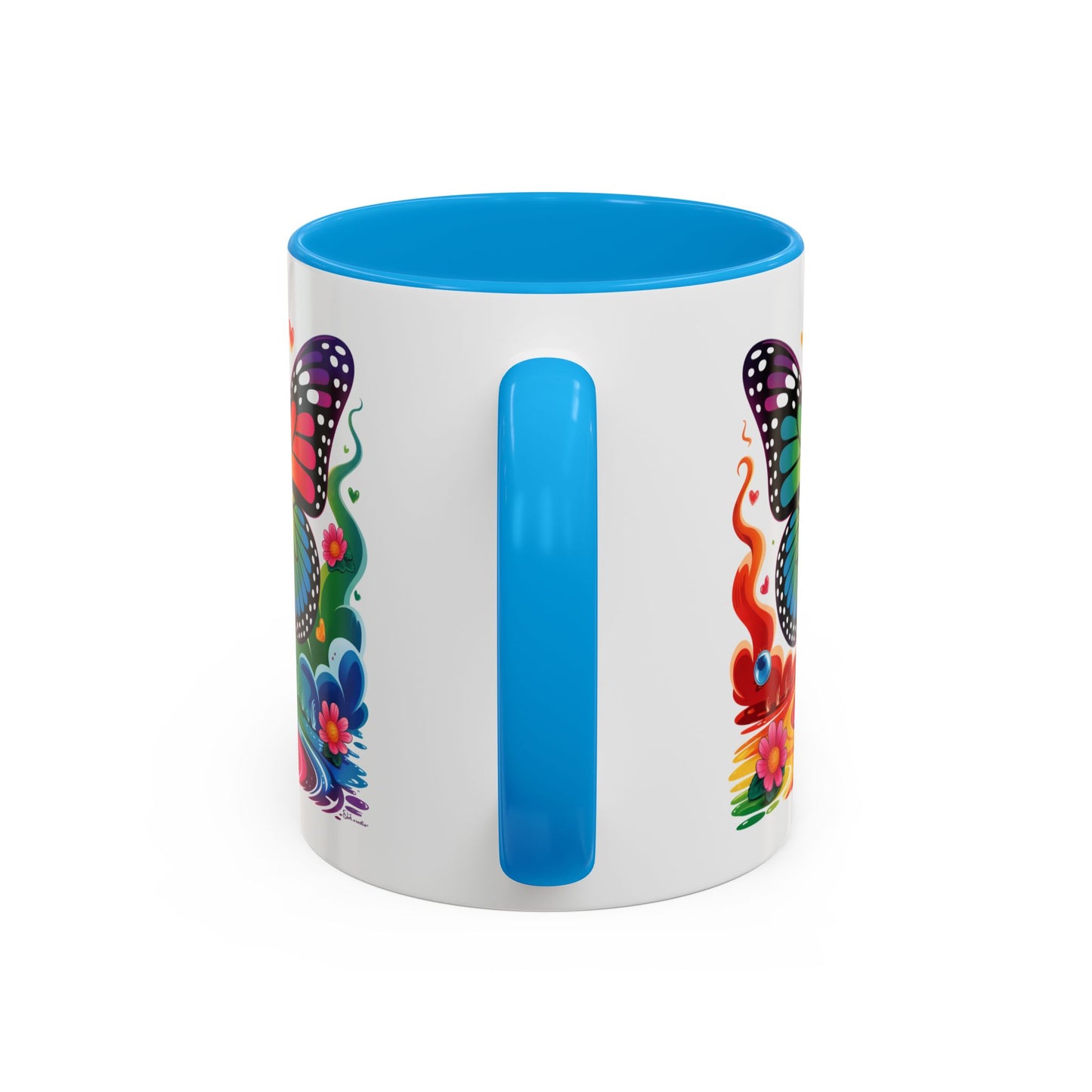 Mug Papillon Multicolore – Tasse Arc-en-Ciel Nature Féérique – Cadeau Artistique et Coloré – Céramique 325ml
