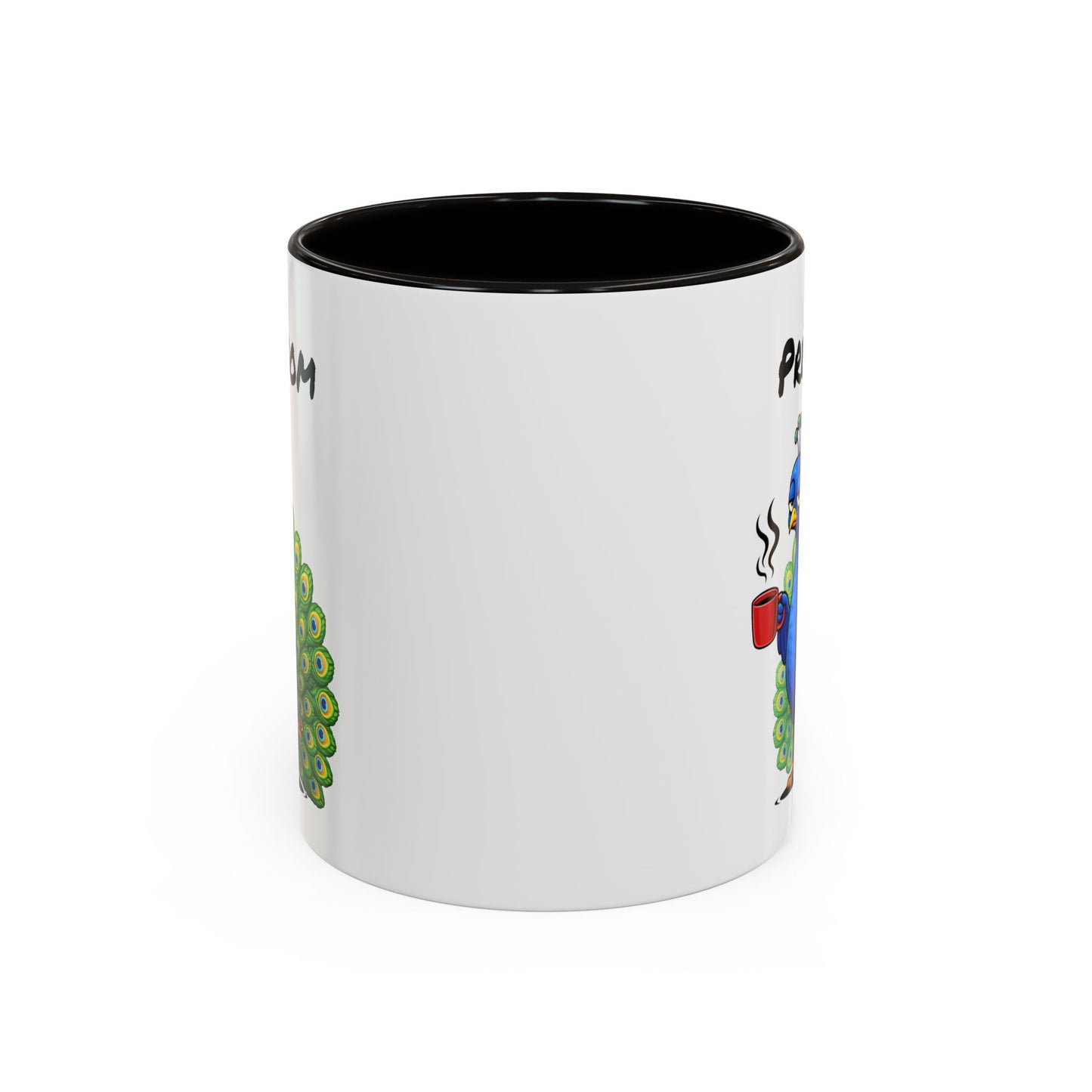 Tasse Paon Fatigué avec Café – Mug Animal Coloré et Humour – Illustration Oiseau Mignon 325ml