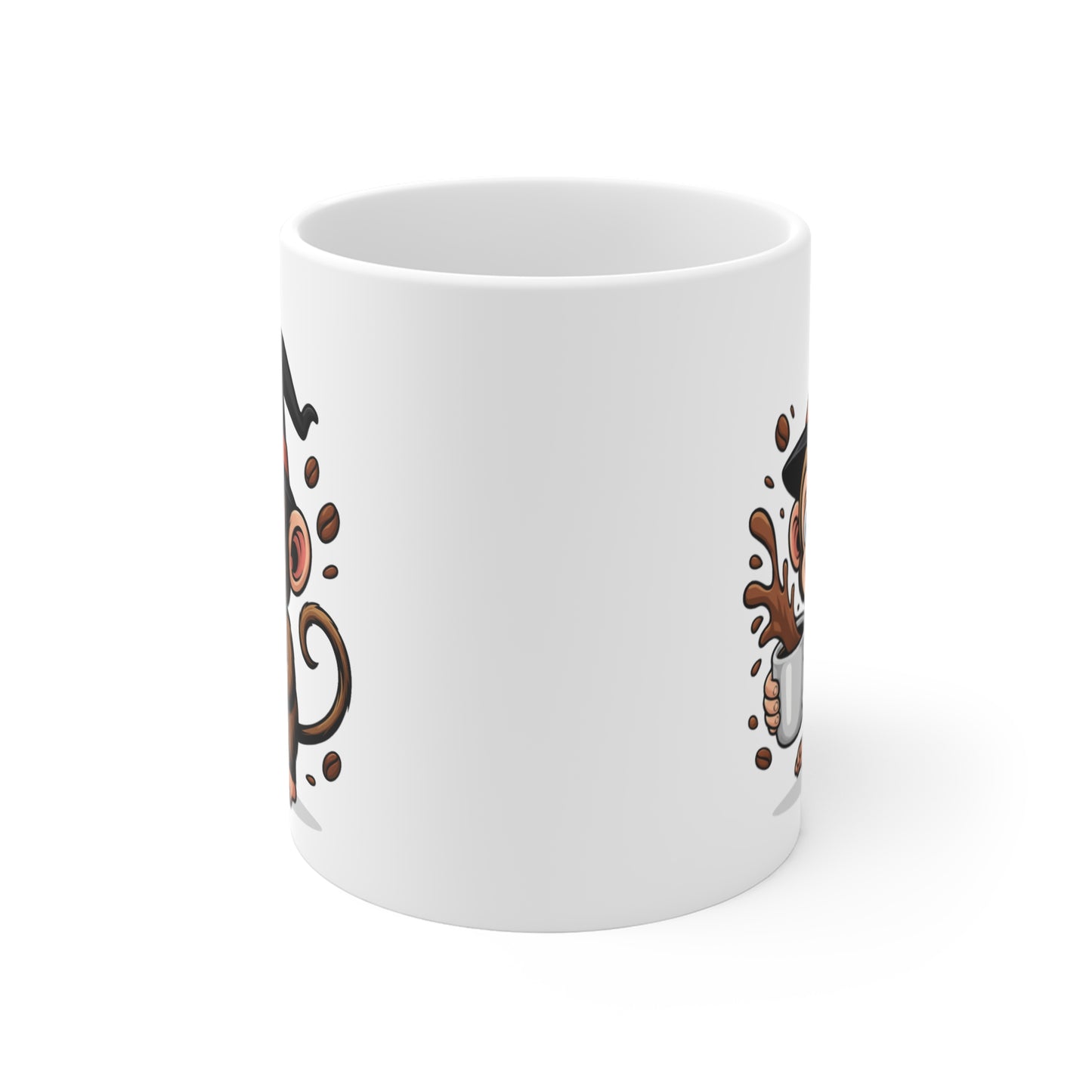 Tasse Céramique Singe Sorcier Café – Mug Halloween Drôle Animaux – Illustration Fantaisie