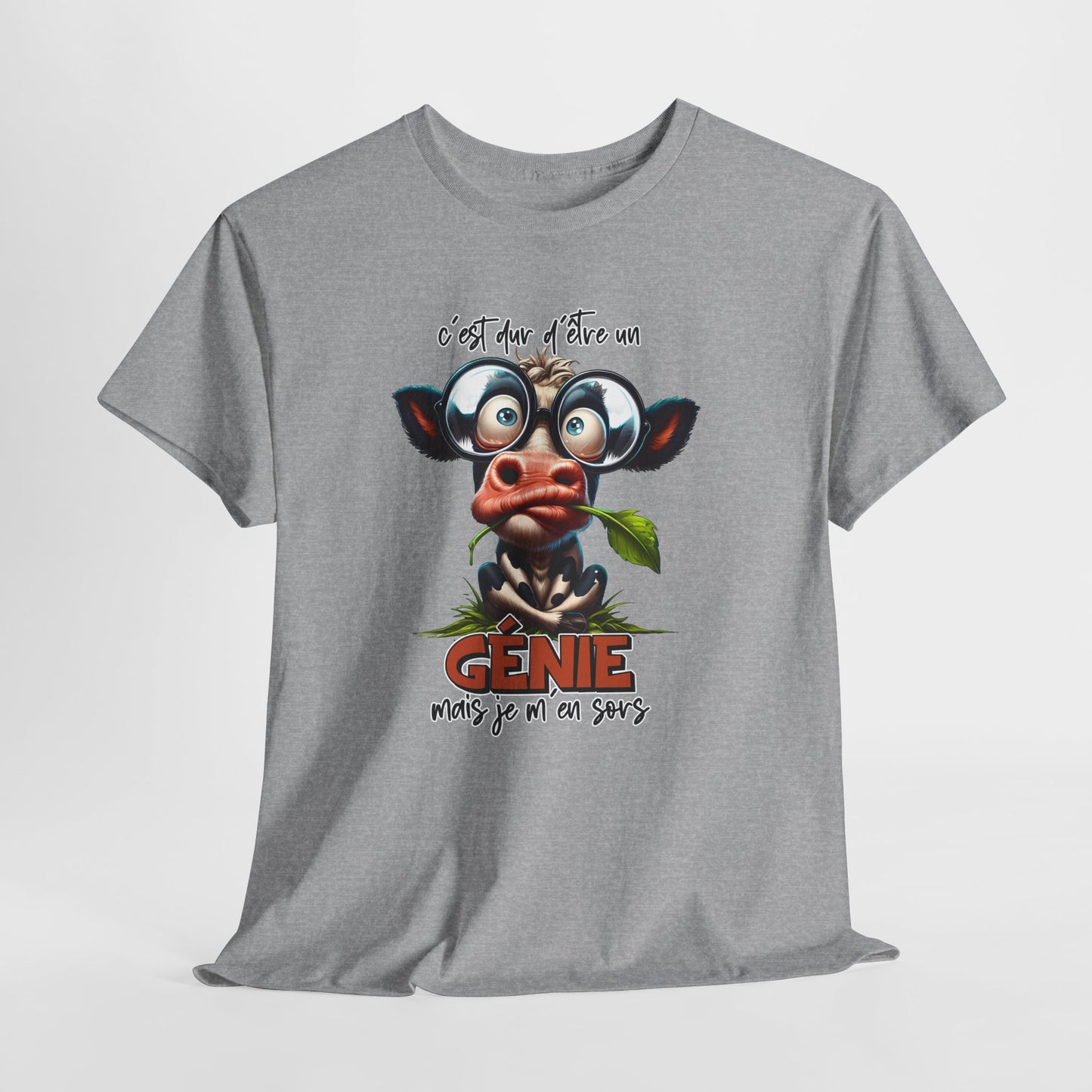Tee Shirt C’est Dur d’Être un Génie Mais Je M’en Sors – T-Shirt Humour Vache Rigolote – Cadeau Homme Femme