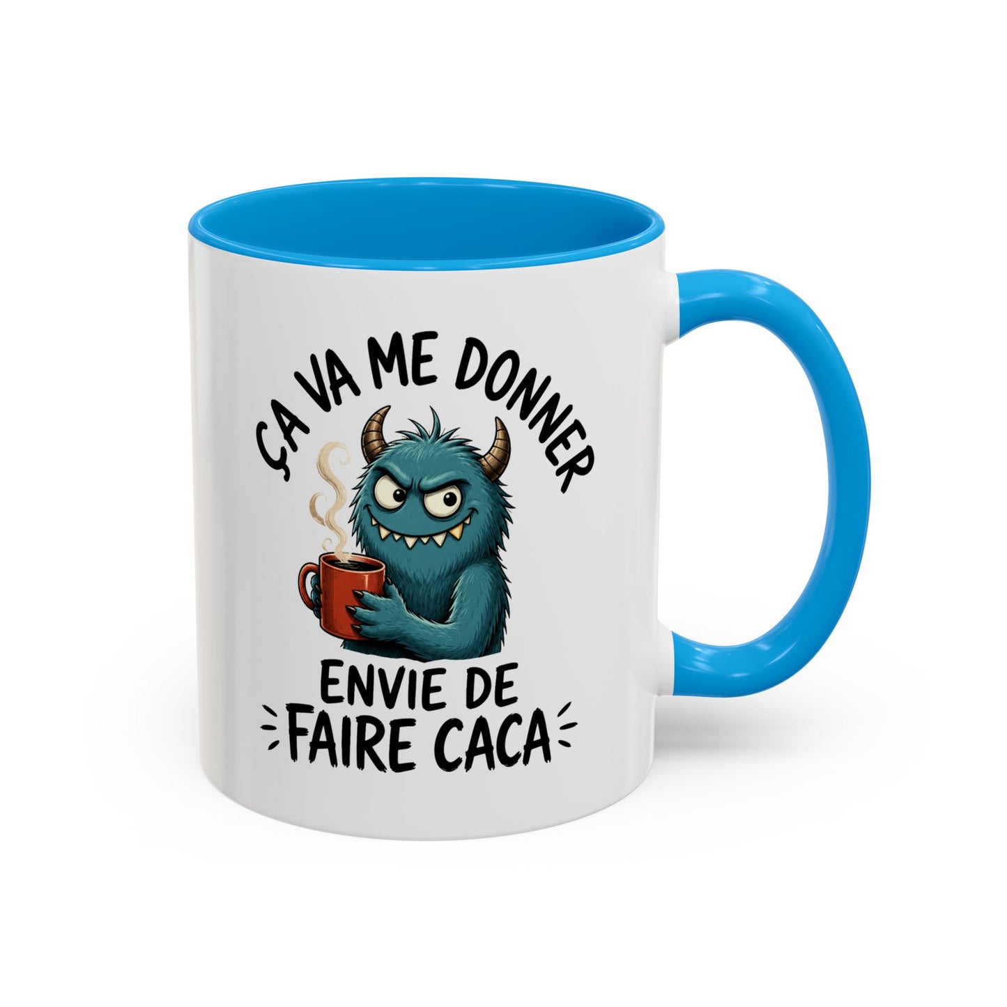 Mug Humoristique Monstre Bleu – Tasse Café Drôle – Cadeau Original Homme et Femme, Collègue Ami Noir Bleu Rouge