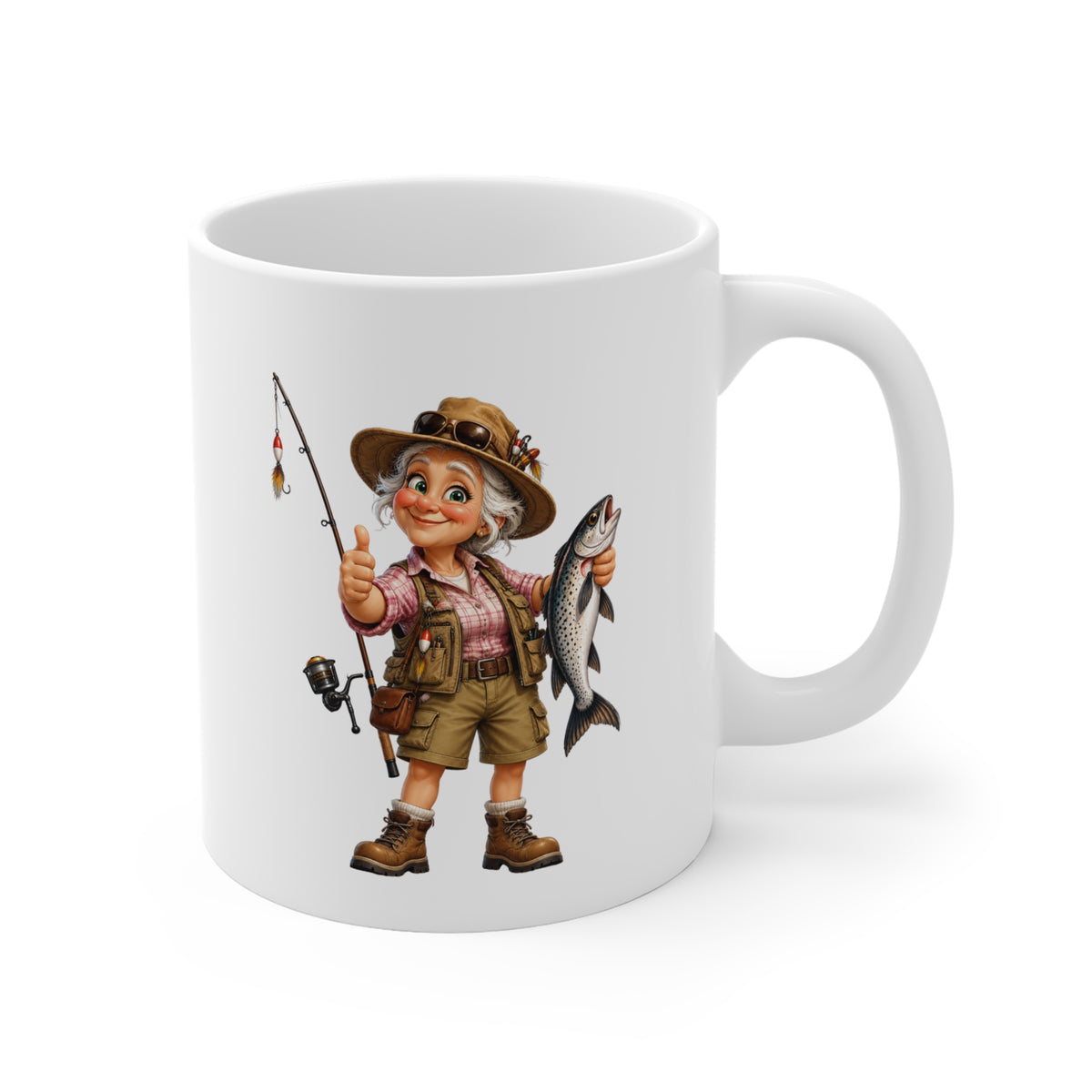 Mug Pêcheuse Femme – Tasse Passion Pêche avec Poisson – Cadeau Original Femme – Amatrice de Pêche