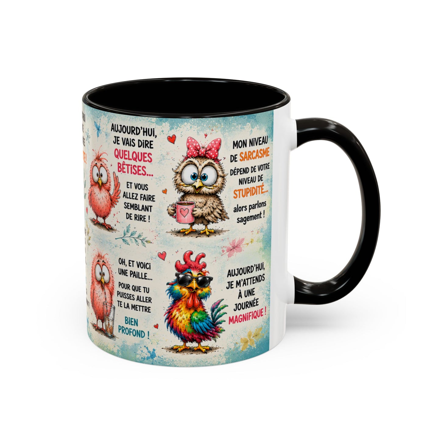 Tasse Humour Sarcasme Oiseaux Drôles – Mug Citations Humoristiques et Animaux Cartoon – Cadeau Original 325ml