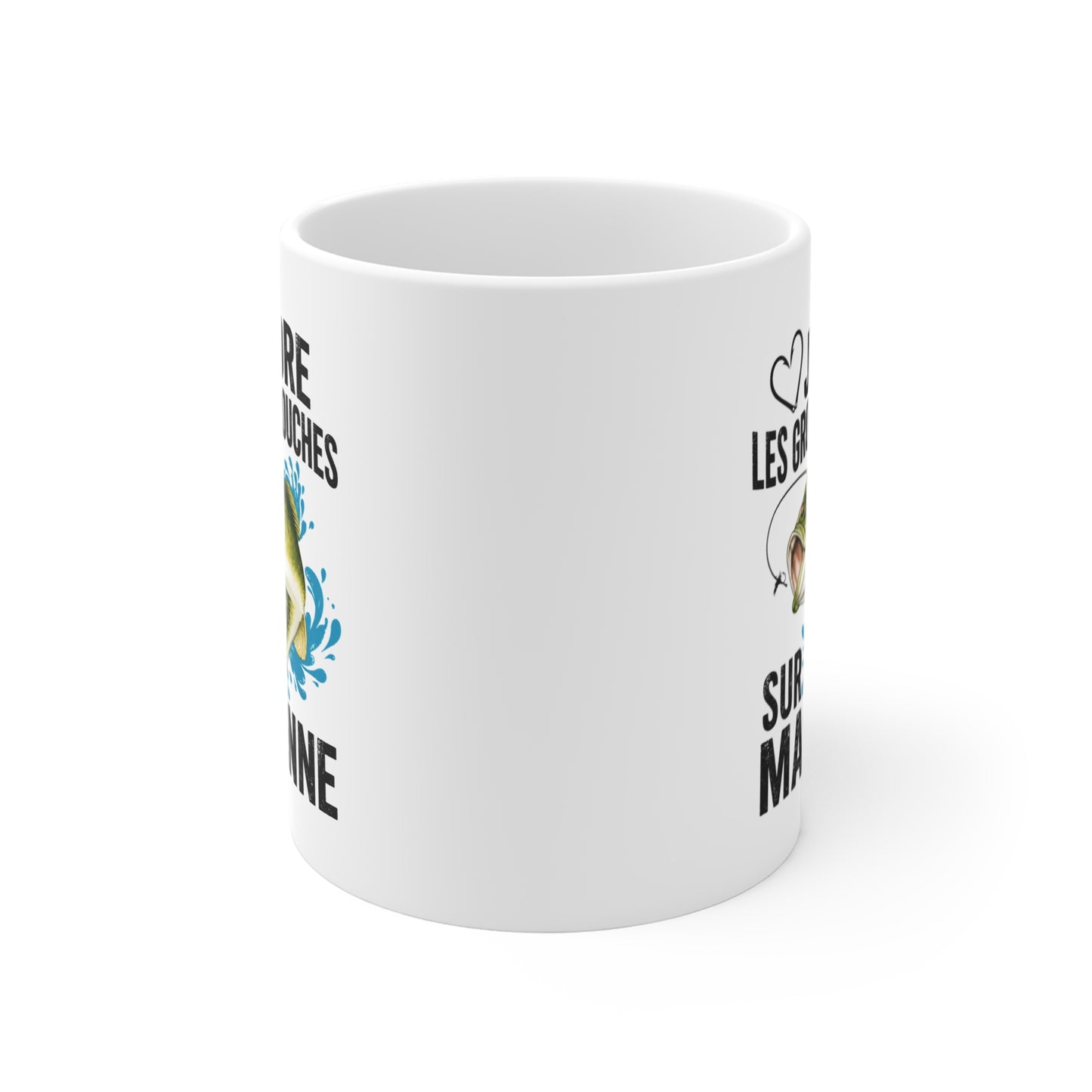 Mug Pêche Grosses Bouches – Tasse Humoristique Poisson – Cadeau Homme Pêcheur Passionné – 325 ml