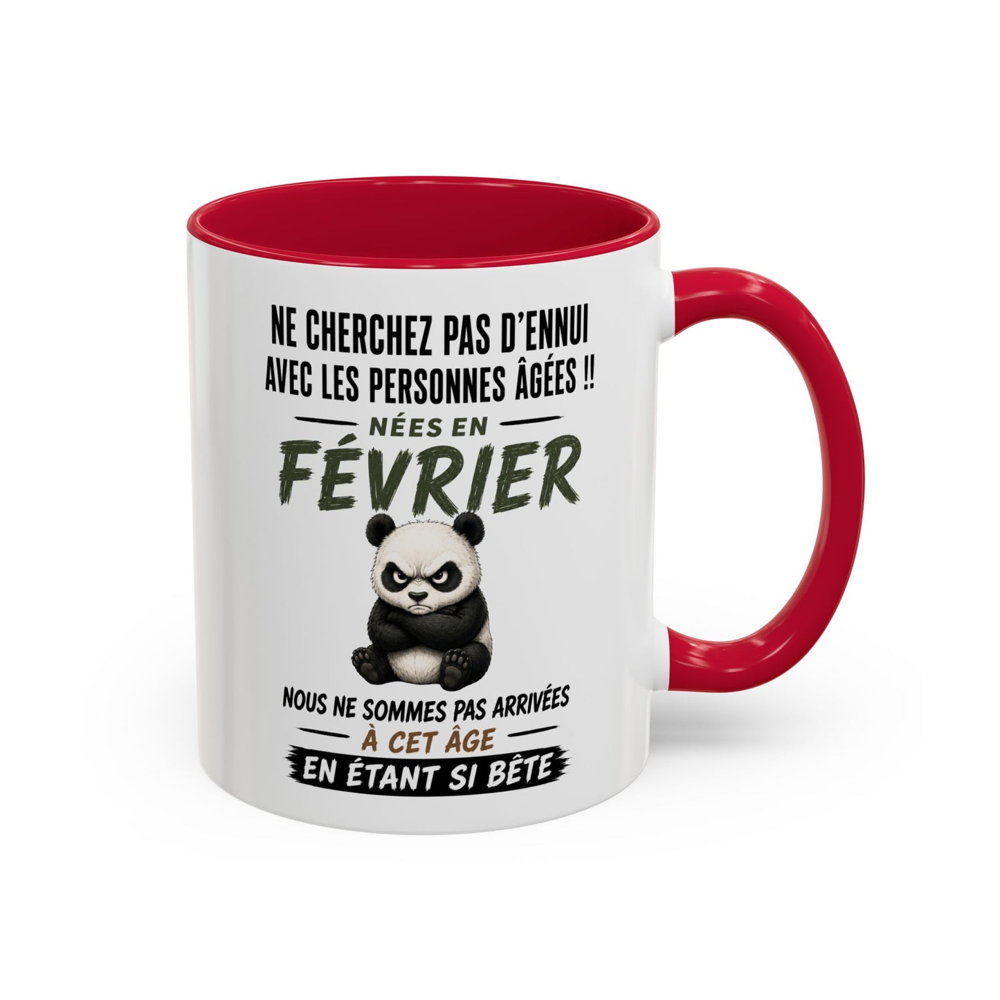 Tasse Humour Personnes Nées en Février – Mug Panda Drôle Senior Retraité – Cadeau Anniversaire Homme Femme 325ml