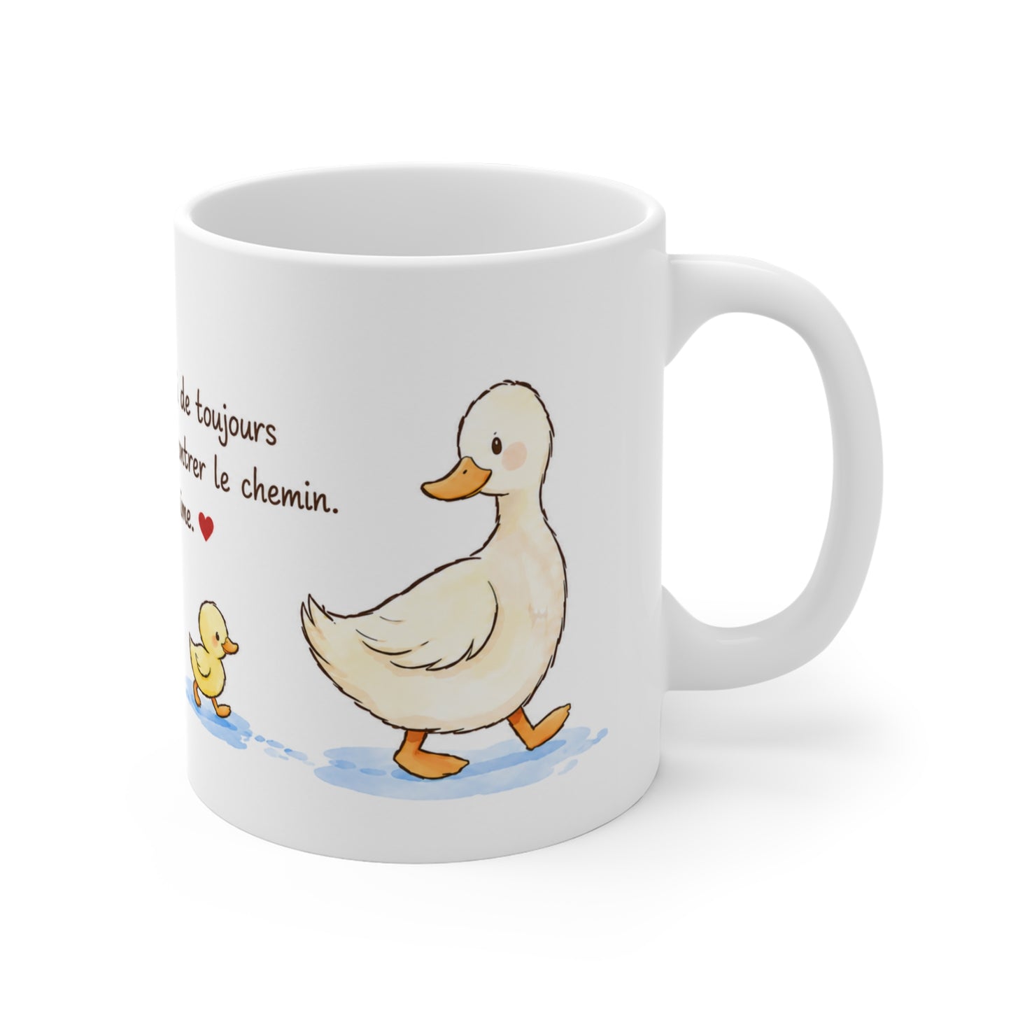 Tasse Bonjour Maman – Mug Citation Maman avec Canards – Cadeau Tendre Femme 325ml
