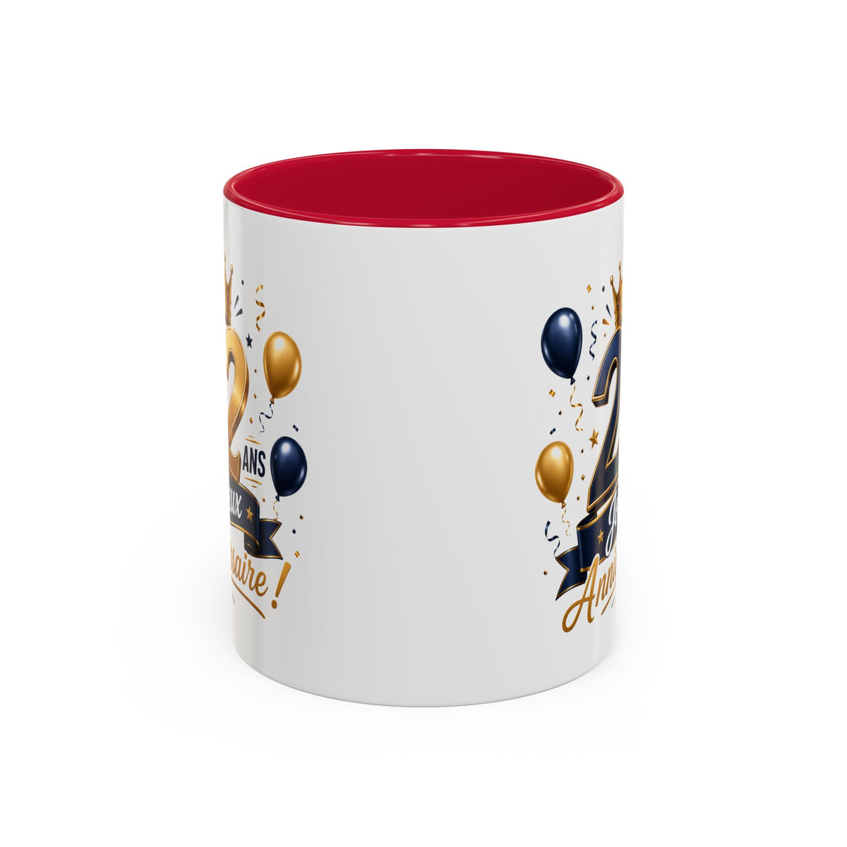 Mug Joyeux 22 Ans – Tasse Anniversaire 22 Ans – Cadeau Original pour Femme Homme – Idée Cadeau 22e Anniversaire Noir Bleu Rouge