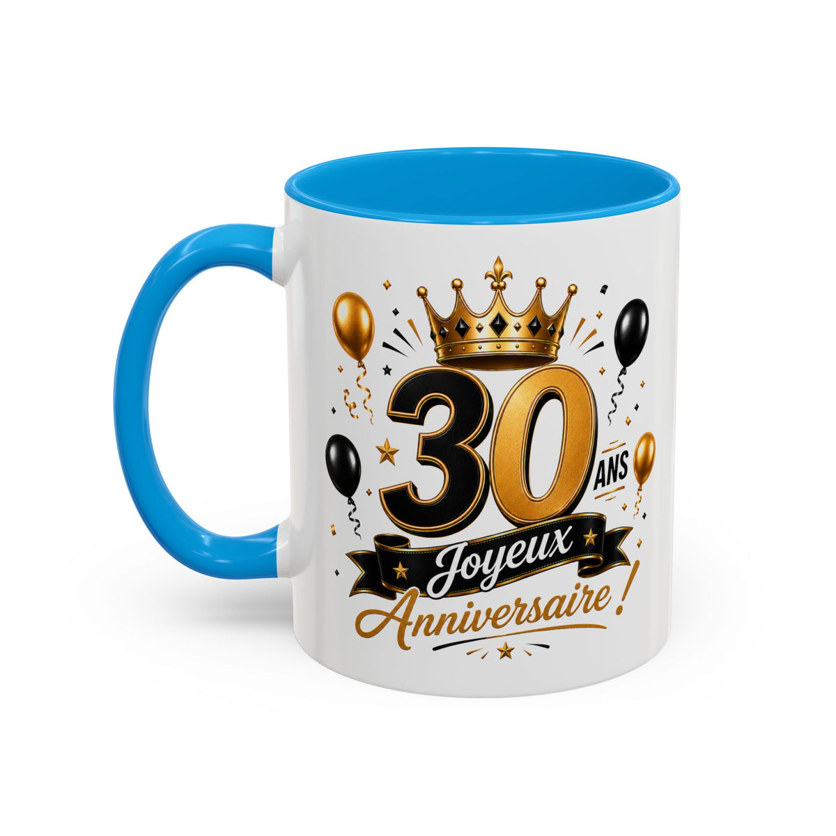 Mug Joyeux 30 Ans – Tasse Anniversaire 30 Ans – Cadeau Original pour Femme Homme – Idée Cadeau 30e Anniversaire Noir Bleu Rouge