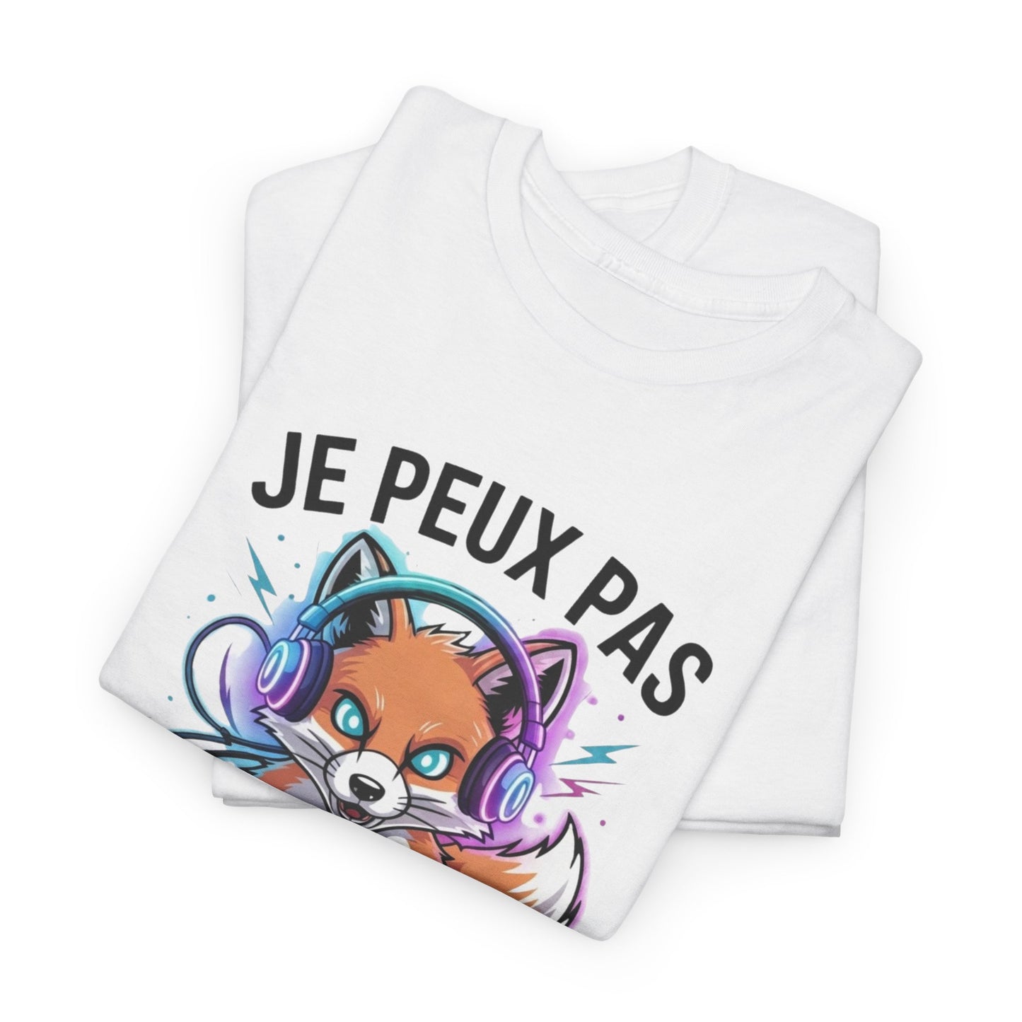 T-Shirt Gamer Homme Femme – Tee Shirt Jeu Vidéo Renard Console – Cadeau Gaming Drôle Noir Blanc Gris
