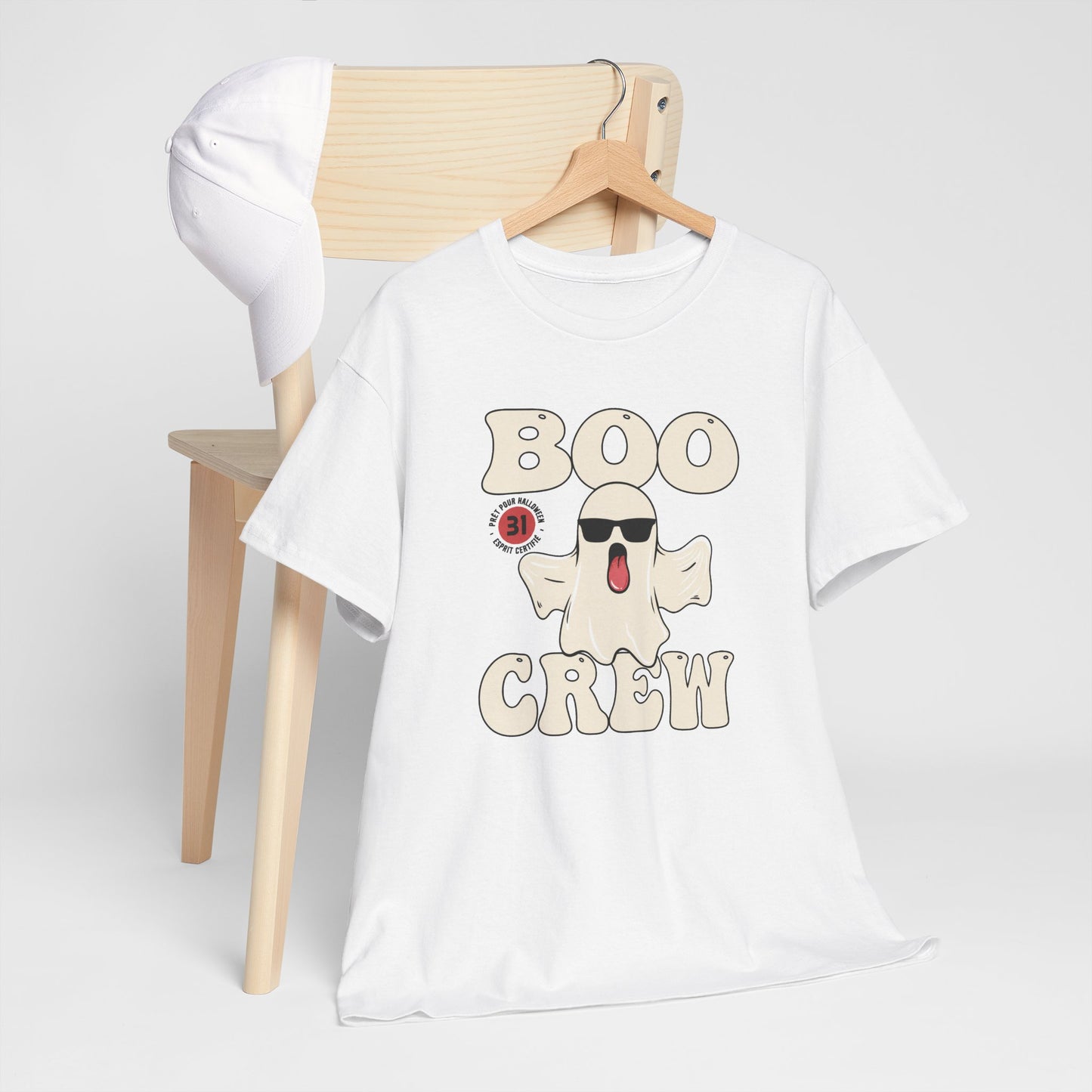 T-Shirt Halloween Homme et Femme Blanc et Gris – Fantôme Humour Effrayant – Cadeau Fête Halloween
