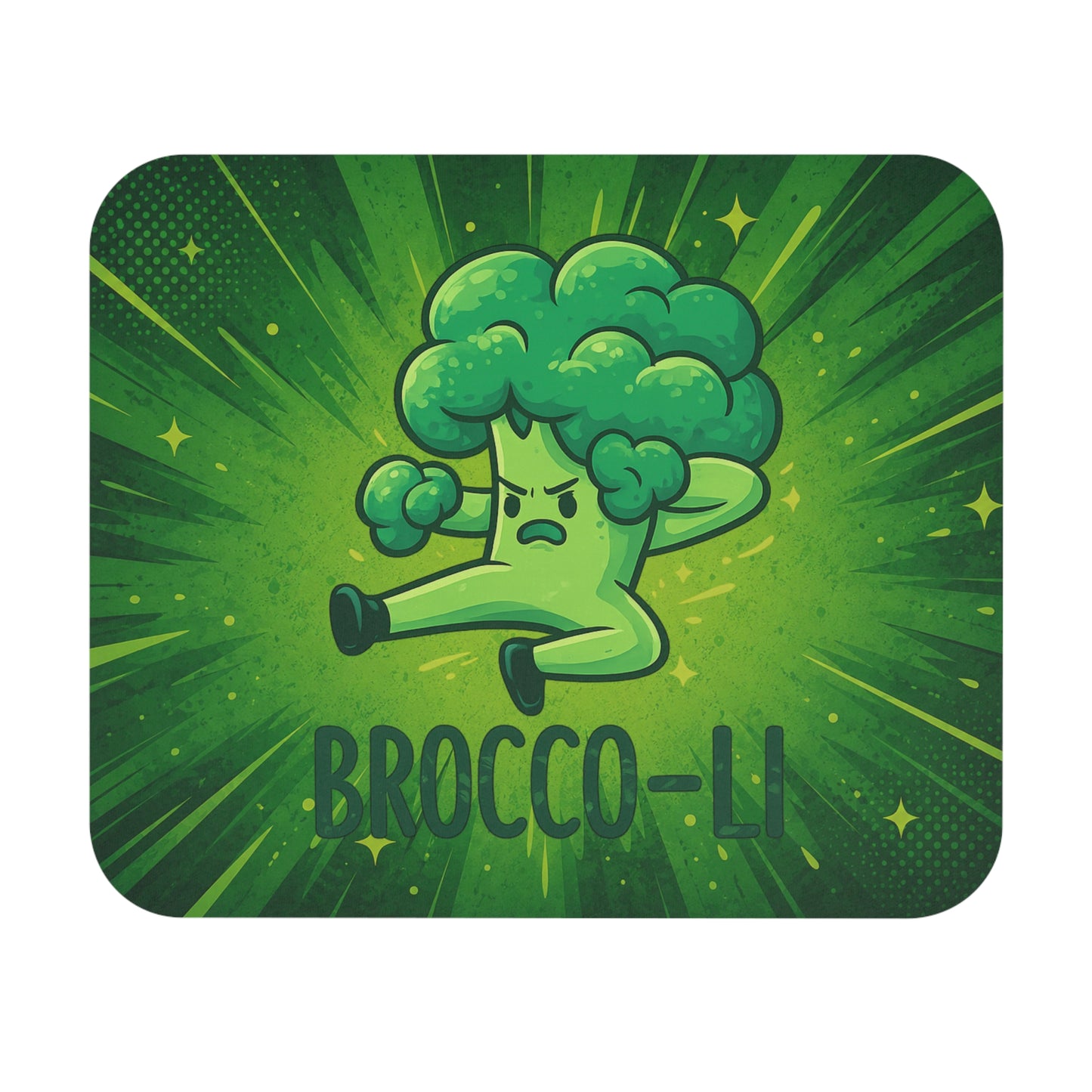Tapis de Souris 22x18cm Brocco Li Brocoli Humour Karaté Arts Martiaux Légume Drôle Bureau Gaming Cadeau Geek