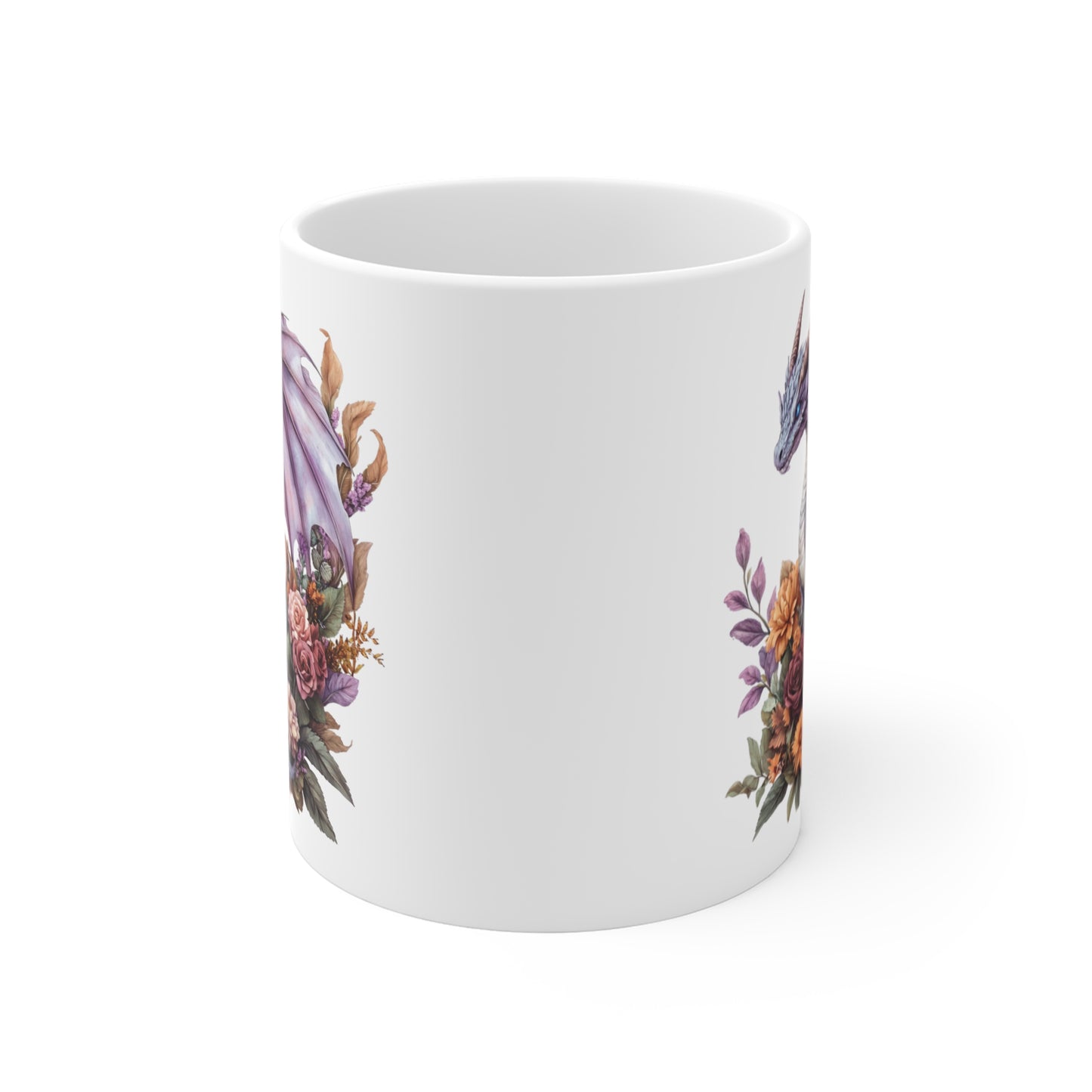 Mug Dragon Lavande et Fleurs – Tasse Fantasy Poétique et Féérique – Cadeau Magique Céramique 325ml