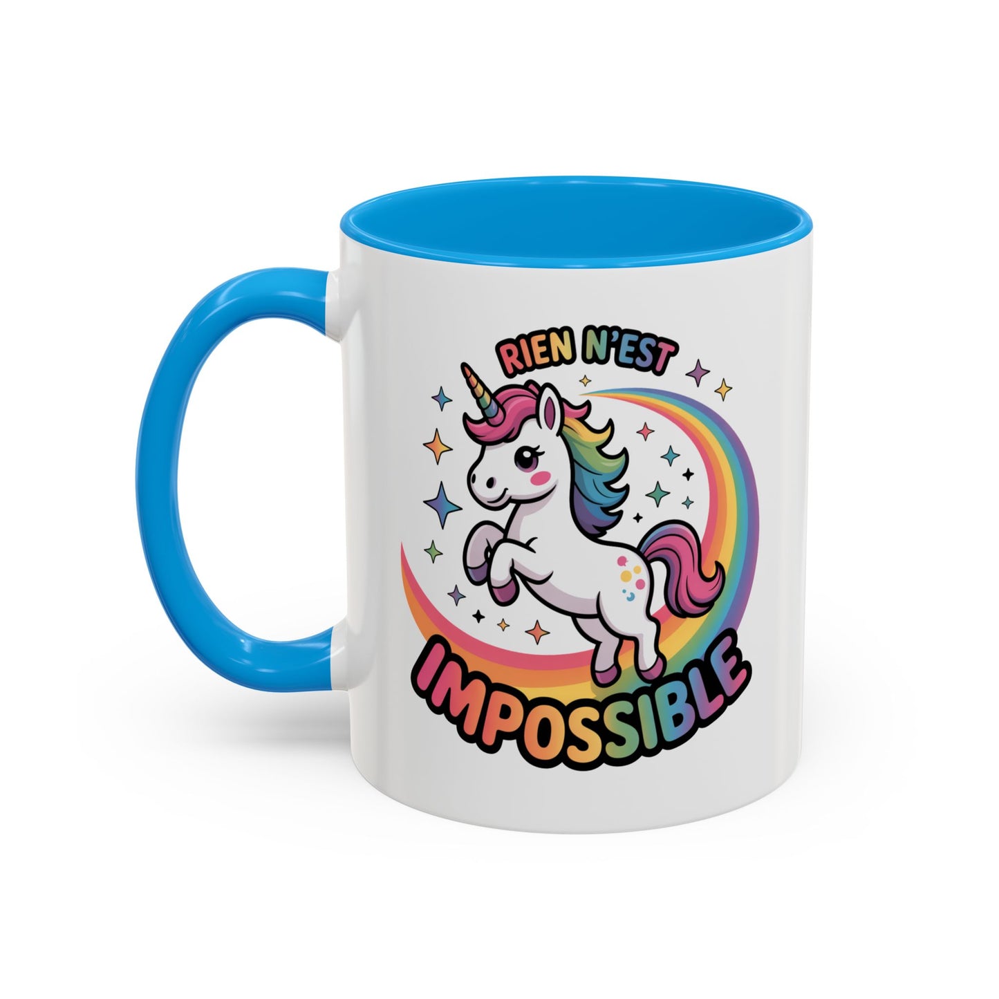 Tasse Licorne Motivation “Rien n’est impossible” – Mug Inspirant Arc-en-ciel Fantaisie – Cadeau Positif