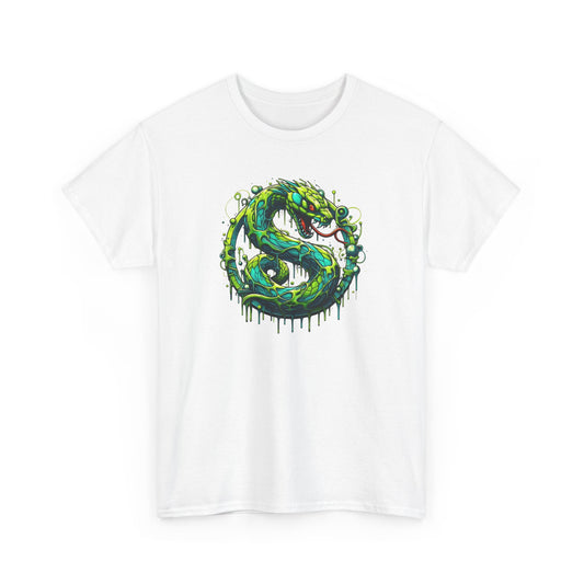 Tee Shirt Serpent Vert Homme Femme – T-Shirt Reptile Fantastique – Serpent Venimeux Style Futuriste – Design Animal Original