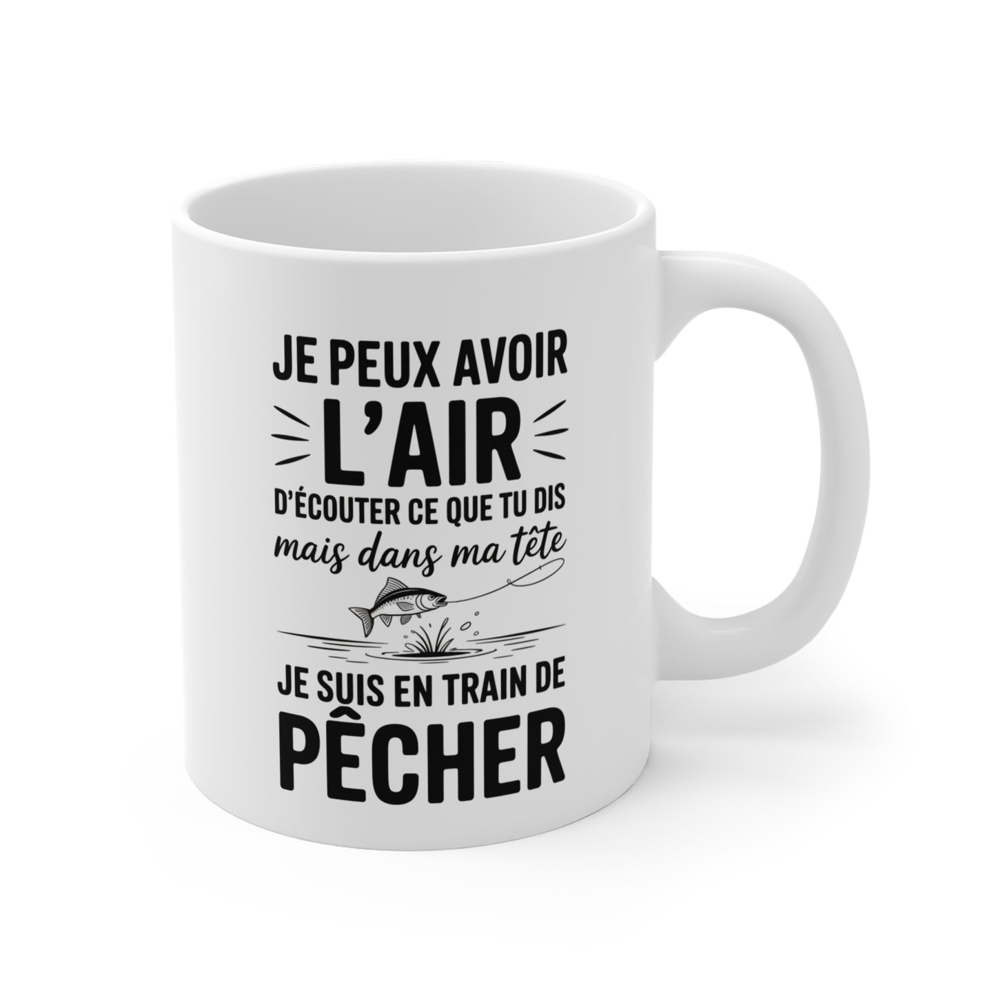 Mug Humour Pêche – Tasse Drôle « Dans ma tête je pêche » – Cadeau Passionné de Pêche 325ml