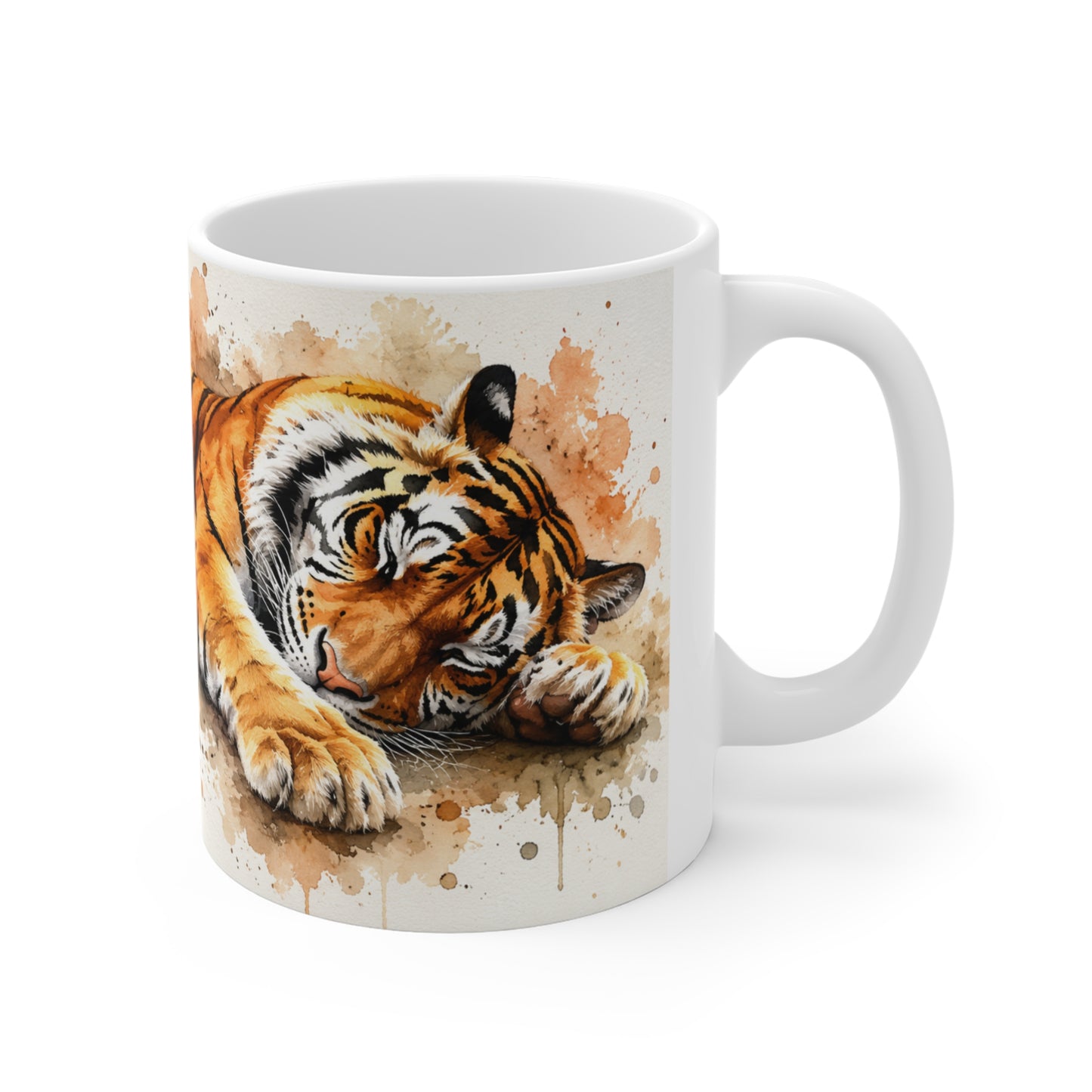Tasse Tigre Endormi – Mug Tigre Aquarelle Relaxant et Animal Sauvage – Cadeau Homme Femme 325ml