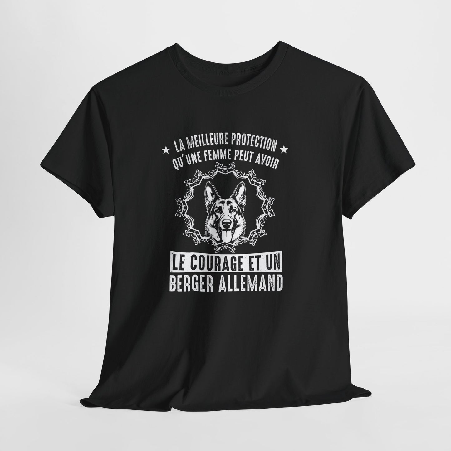 T-Shirt Berger Allemand Femme – Cadeau Amoureuse des Chiens – Chien Protecteur Courageux – Idée Cadeau Maîtresse Berger Allemand