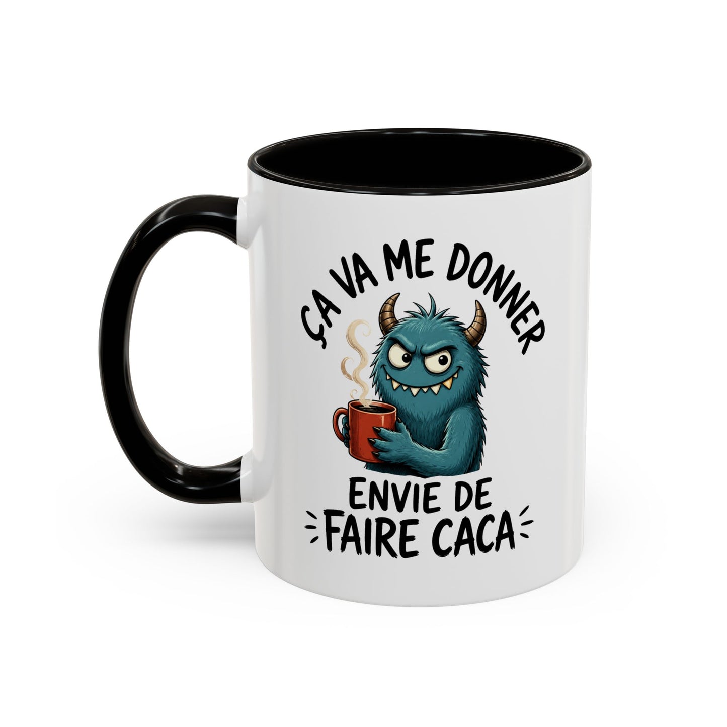 Mug Humoristique Monstre Bleu – Tasse Café Drôle – Cadeau Original Homme et Femme, Collègue Ami Noir Bleu Rouge