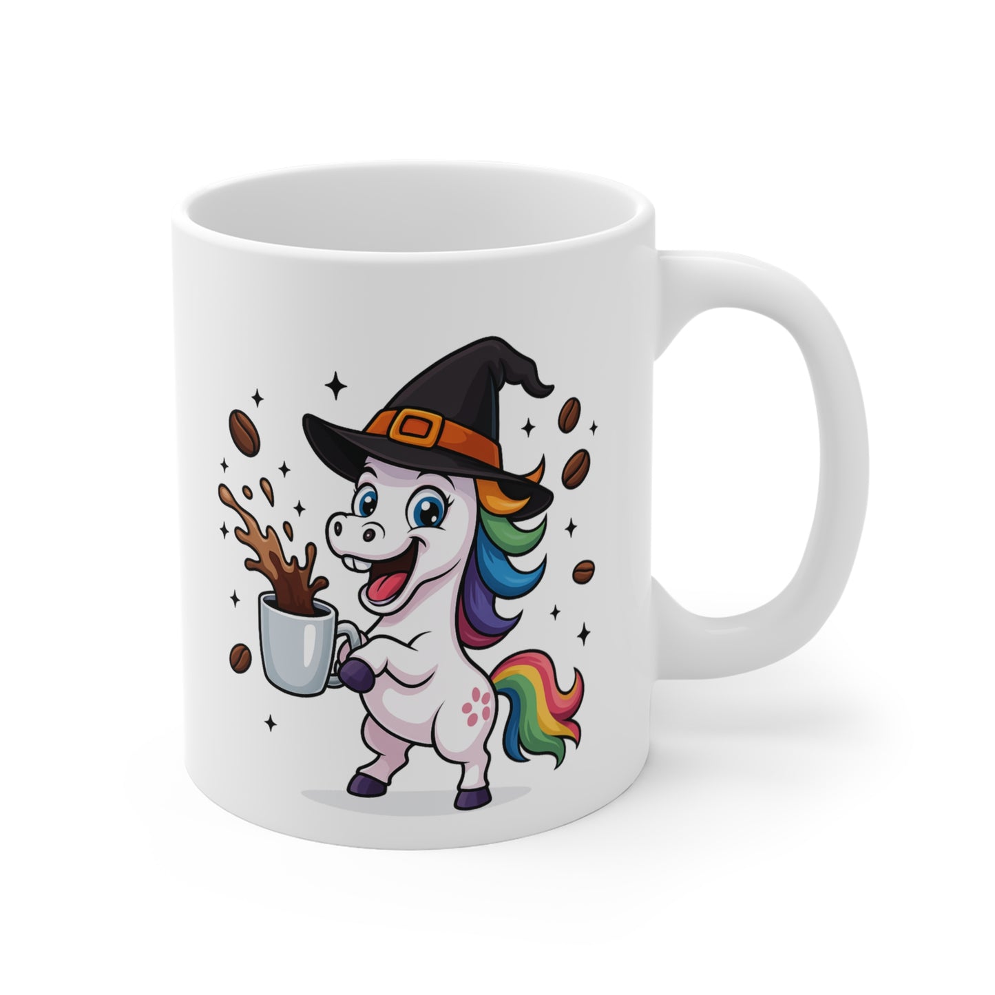 Mug Licorne Sorcière Halloween 325ml – Tasse Céramique Arc-en-Ciel Drôle et Magique – Cadeau Original Fête d’Halloween