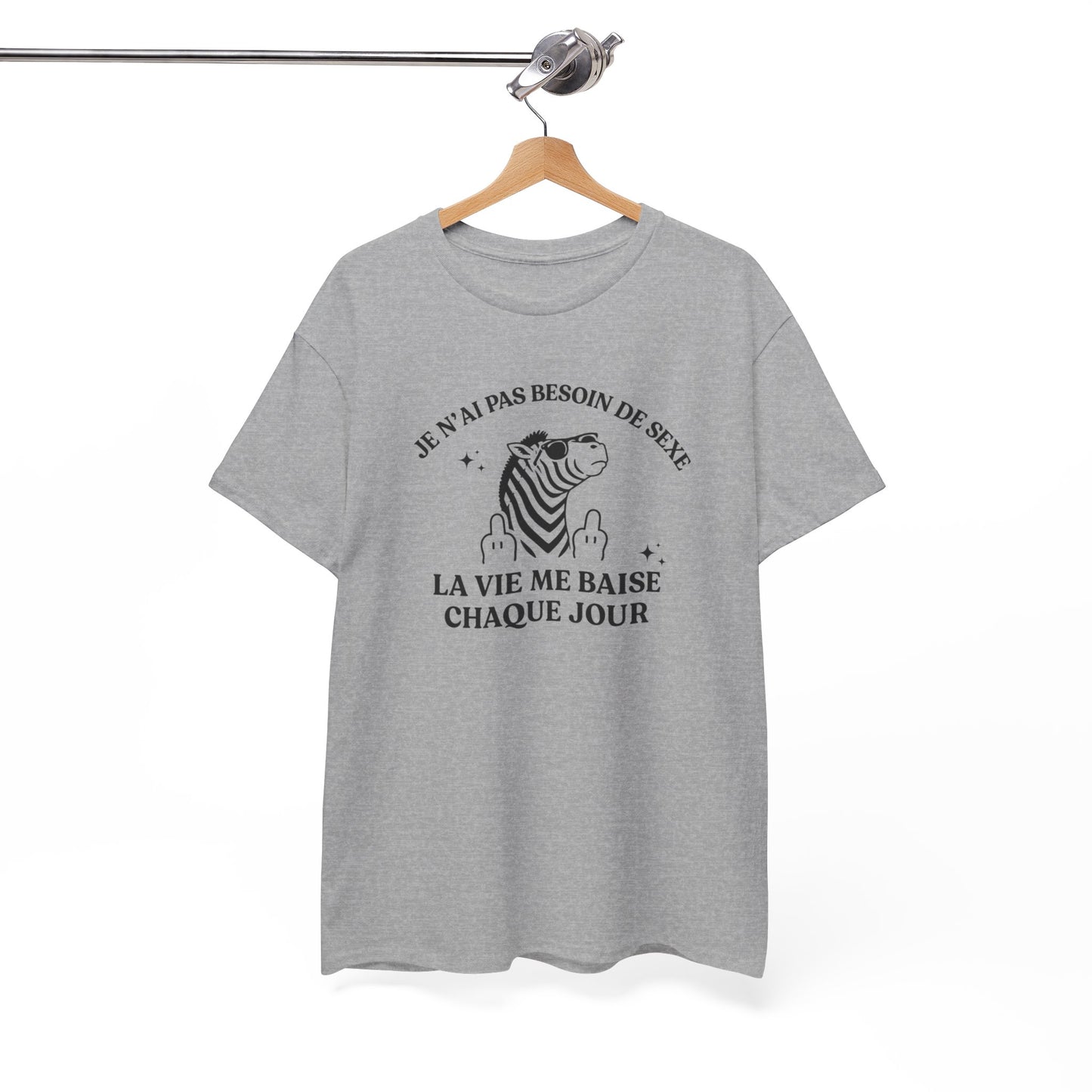 T-Shirt Humour Zèbre Homme Femme – Tee Shirt Message Drôle Vie Quotidienne – Cadeau Humour Sarcastique Noir Blanc Gris
