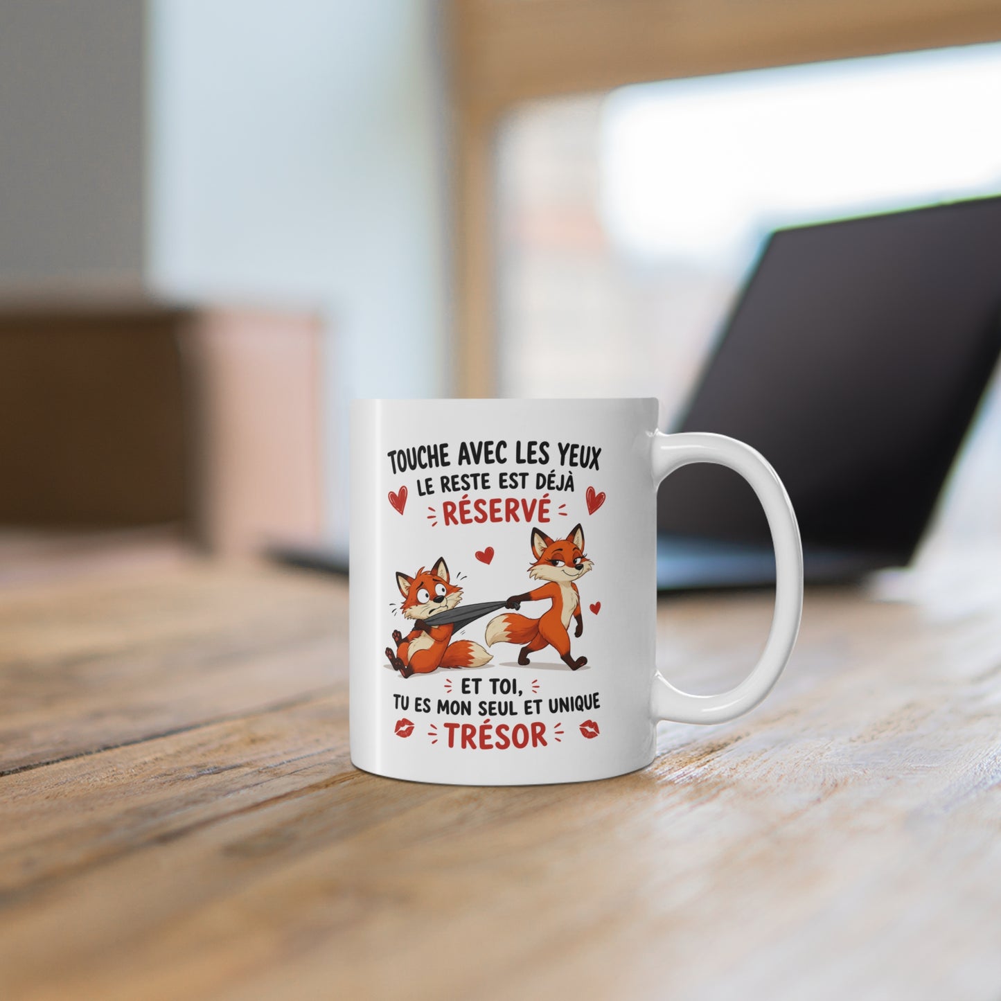 Tasse Couple Renard Humour – Mug Animaux Amoureux Romantique – Cadeau Couple Original 325ml