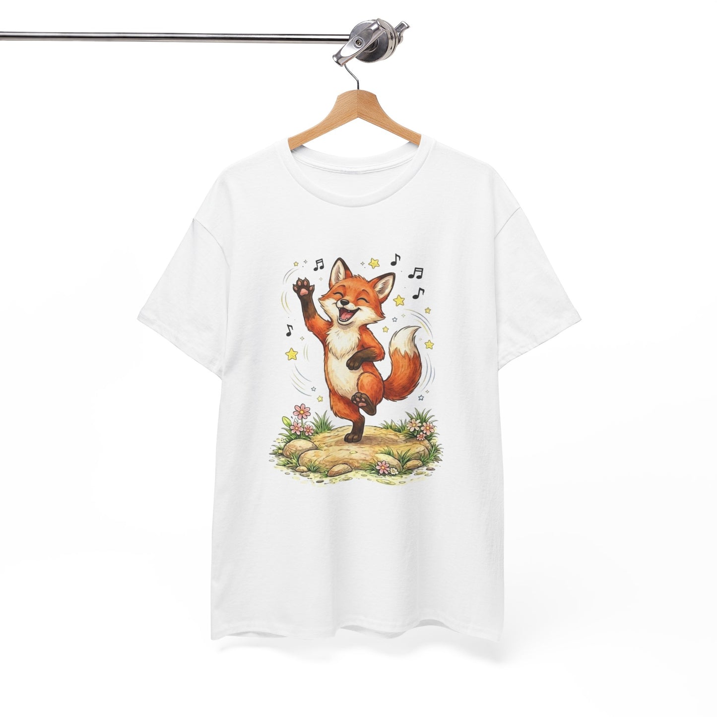 Tee Shirt Homme et Femme Renard Rigolo Dansant Animal Mignon Musique Nature Cadeau Humour
