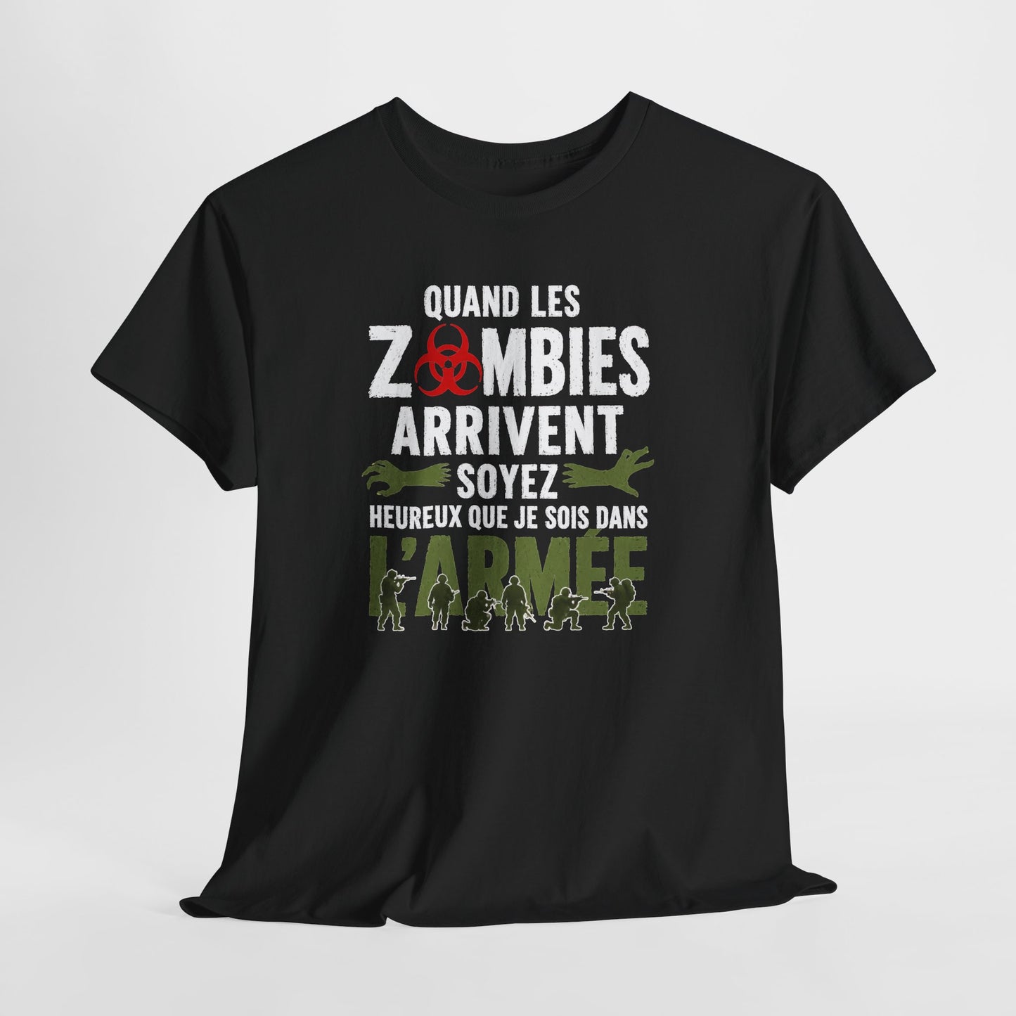 Tee Shirt Homme et Femme Zombie Armée Militaire Humour Survival Apocalypse Idée Cadeau