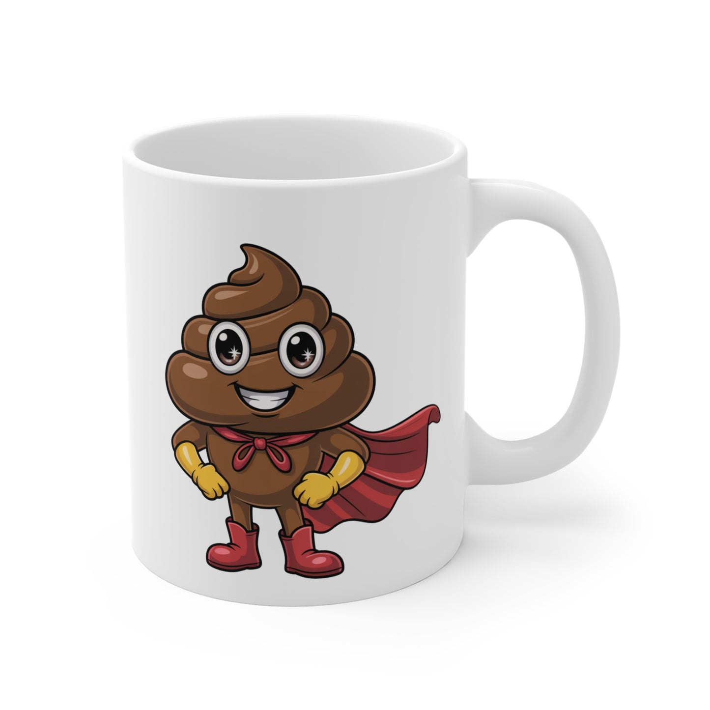 Mug Super Caca – Tasse Humoristique Héros Marron – Cadeau Drôle Cartoon Céramique 325ml